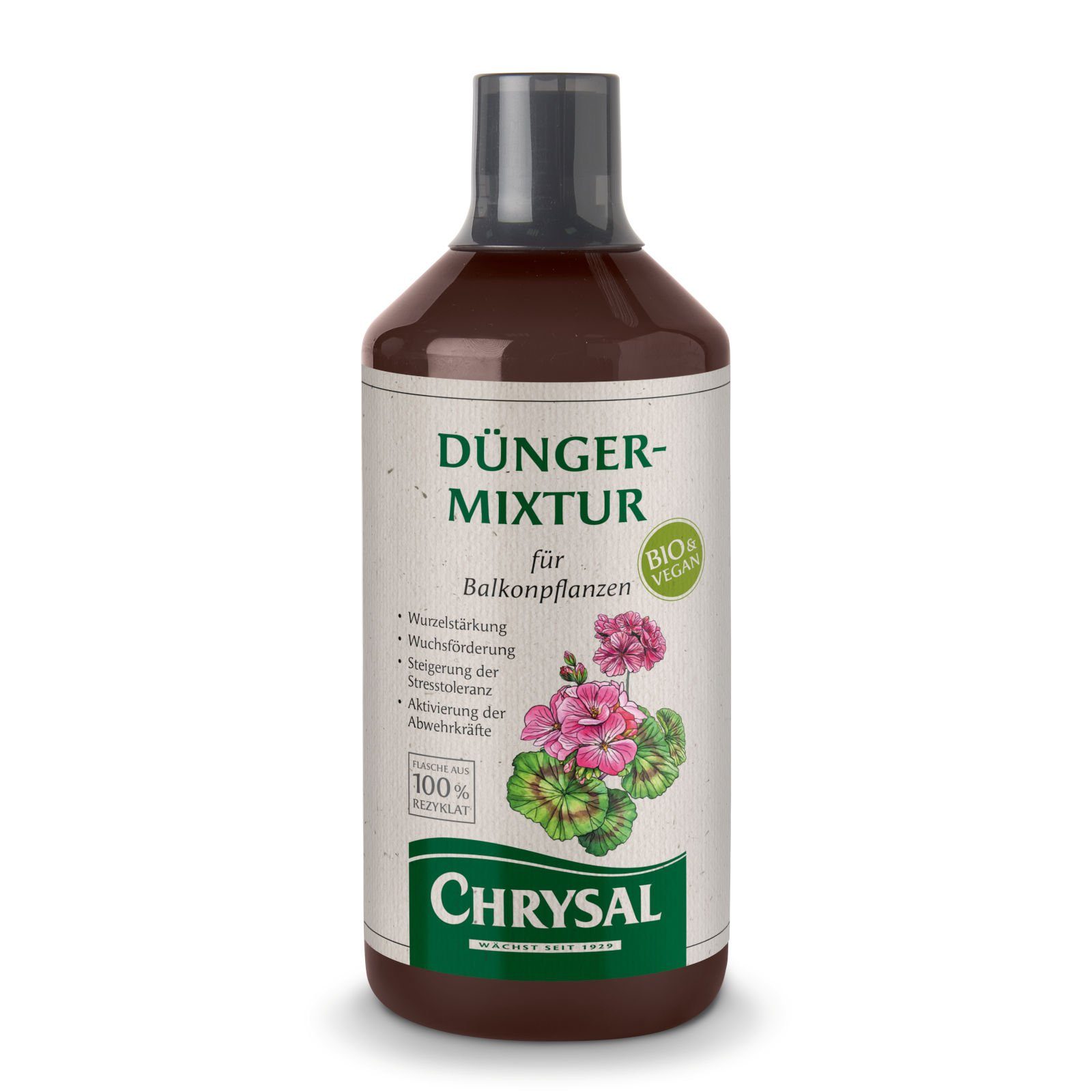 Chrysal Pflanzendünger Vegane Bio-Dünger-Mixtur für alle Balkonpflanzen 1000 ml