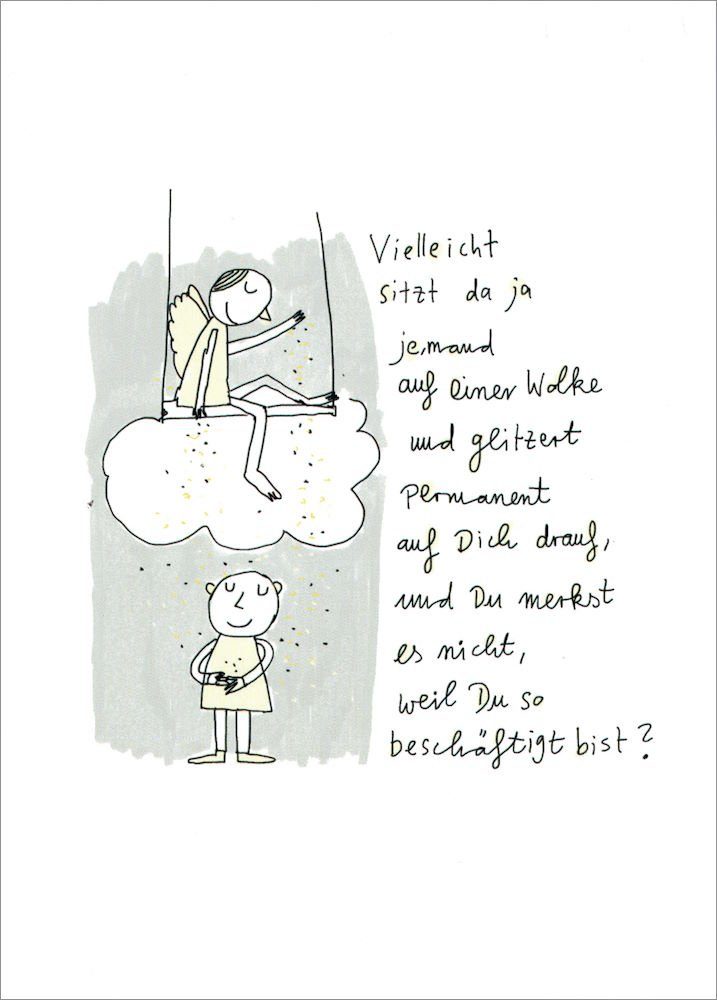 Postkarte "Vielleicht sitzt da ja jemand auf einer Wolke ..."