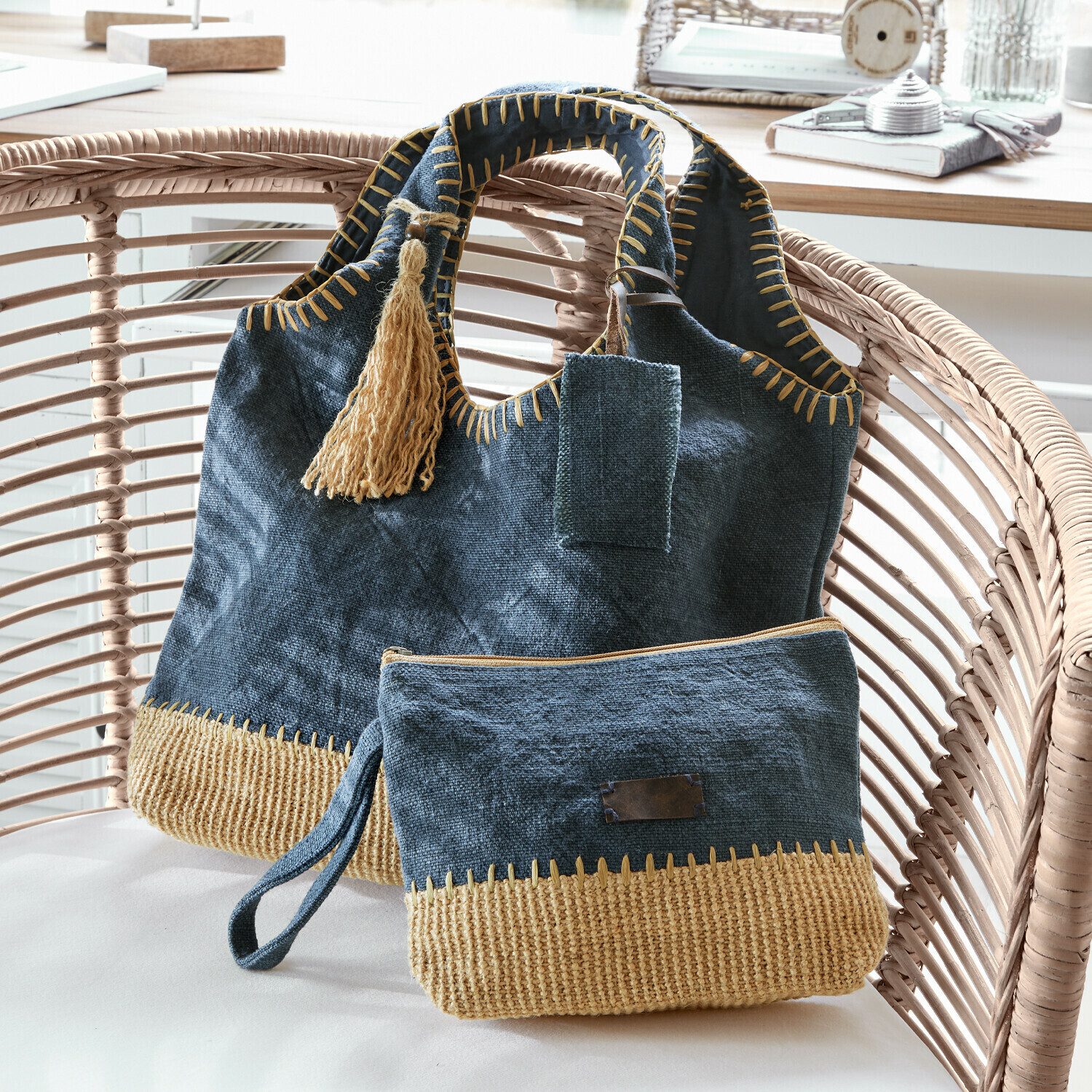Mirabeau Handtasche Tasche 2er Set Cacula blau/creme – Bild 4 von 5