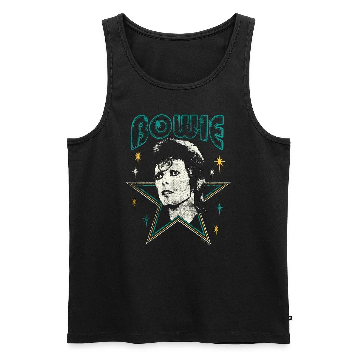 T-Shirt David Bowie Schriftzug Mit Portrait Und Stern Männer Premium Tank Top