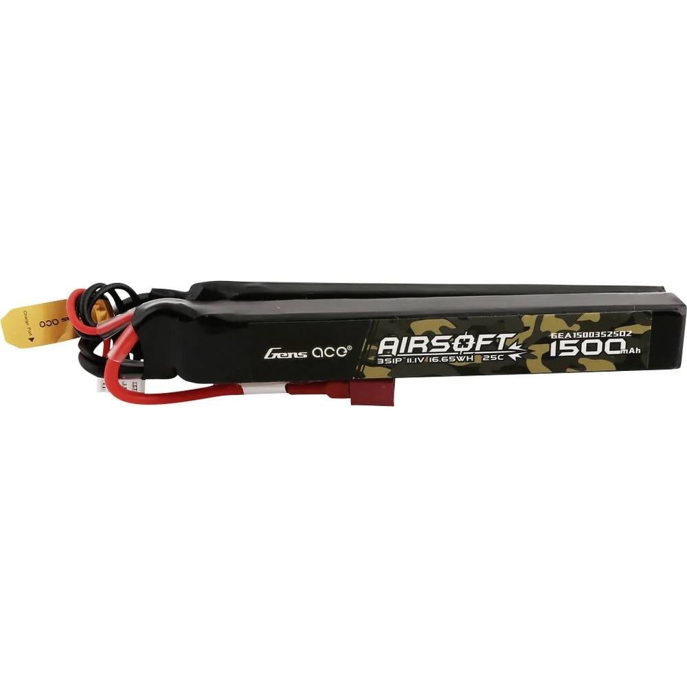 Gens ace 25C 1500mAh 3S1P 11.1V Nunchuck 2X Airsoft Gun Lipo Battery Akku