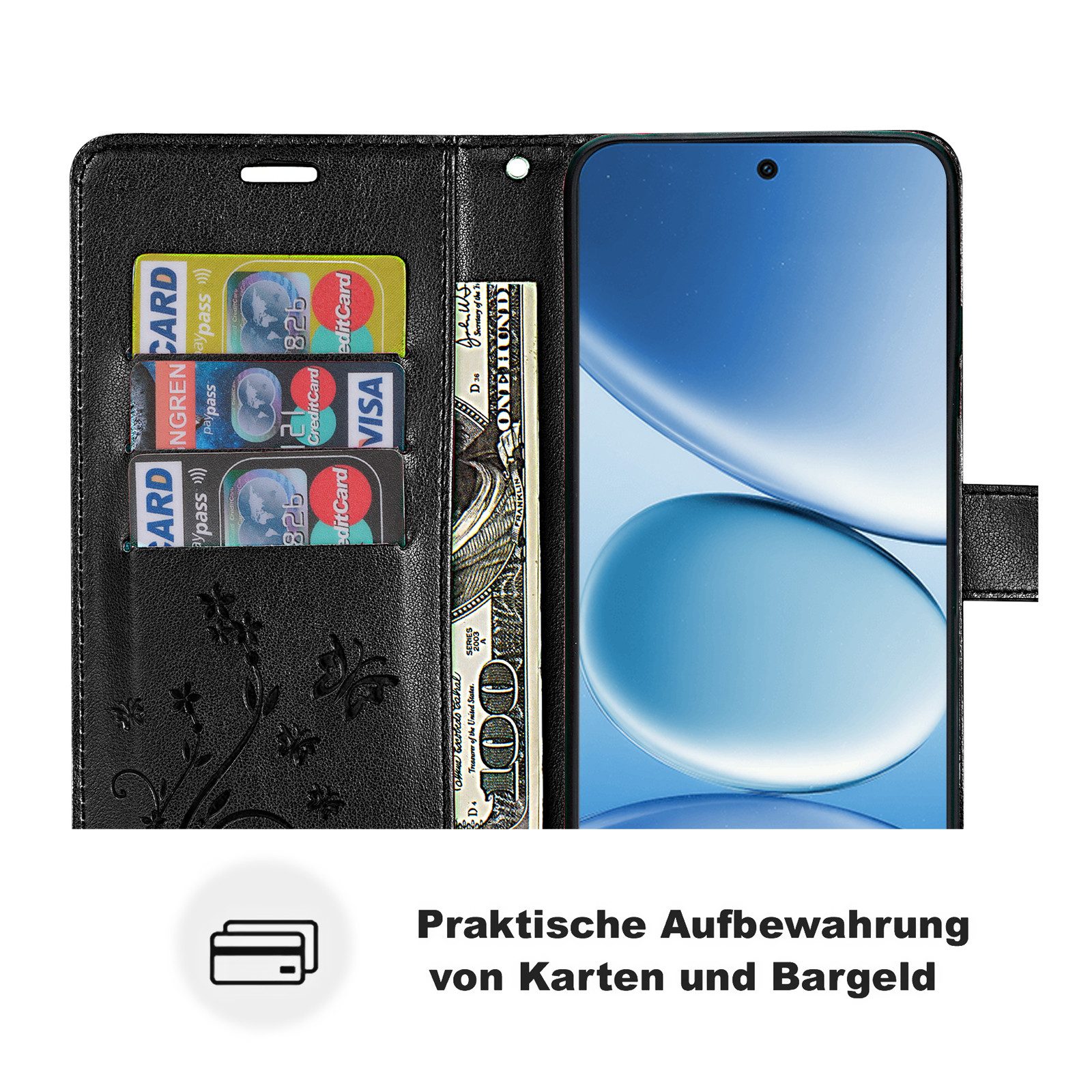 betterfon Handyhülle für Xiaomi Redmi Note 15 Pro+ Hülle Wallet Case Flip Cover, Bookstyle-Hülle: Magnetverschluss 3 Kartenfächer & Standfunktion – Bild 3 von 5