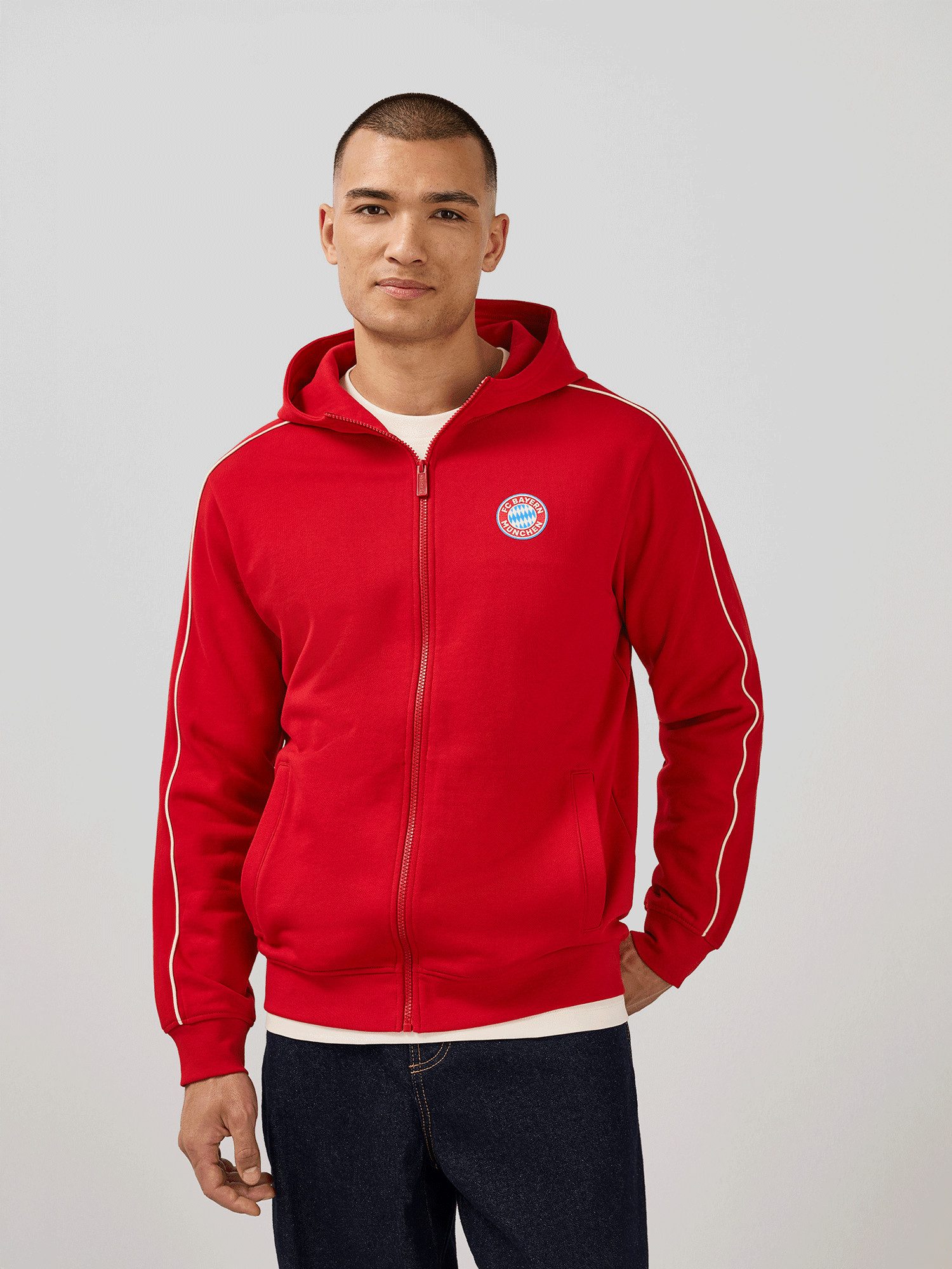 FC Bayern München Kapuzensweatjacke FC Bayern München, Zip-Hoodie Essentials, Herren, Rot