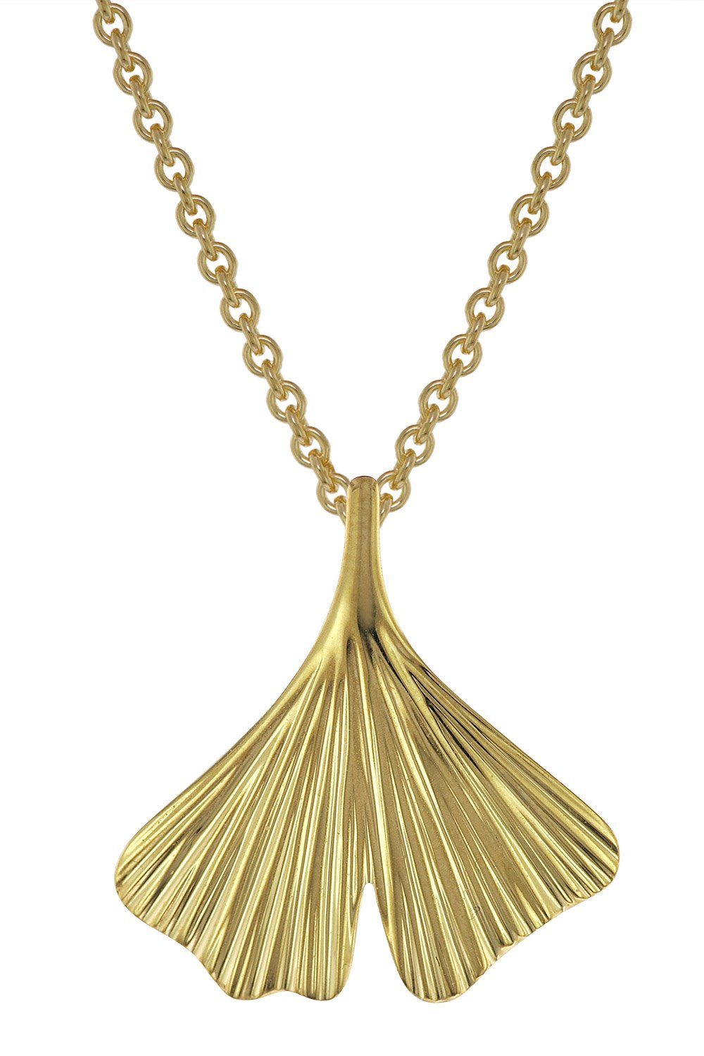 trendor Kette mit Anhänger Damen-mit Ginkgo-Anhänger Gold auf Silber günstig online kaufen