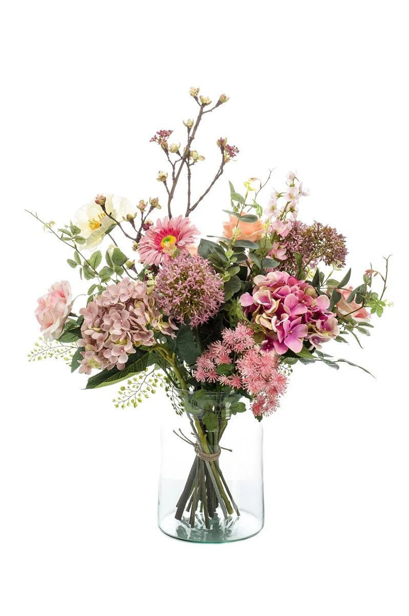 Kunstblumenstrauß Kunst Blumenstrauß Feme, rosa-grün, 65cm, Ø 40cm, artplants, Höhe 65.0 cm