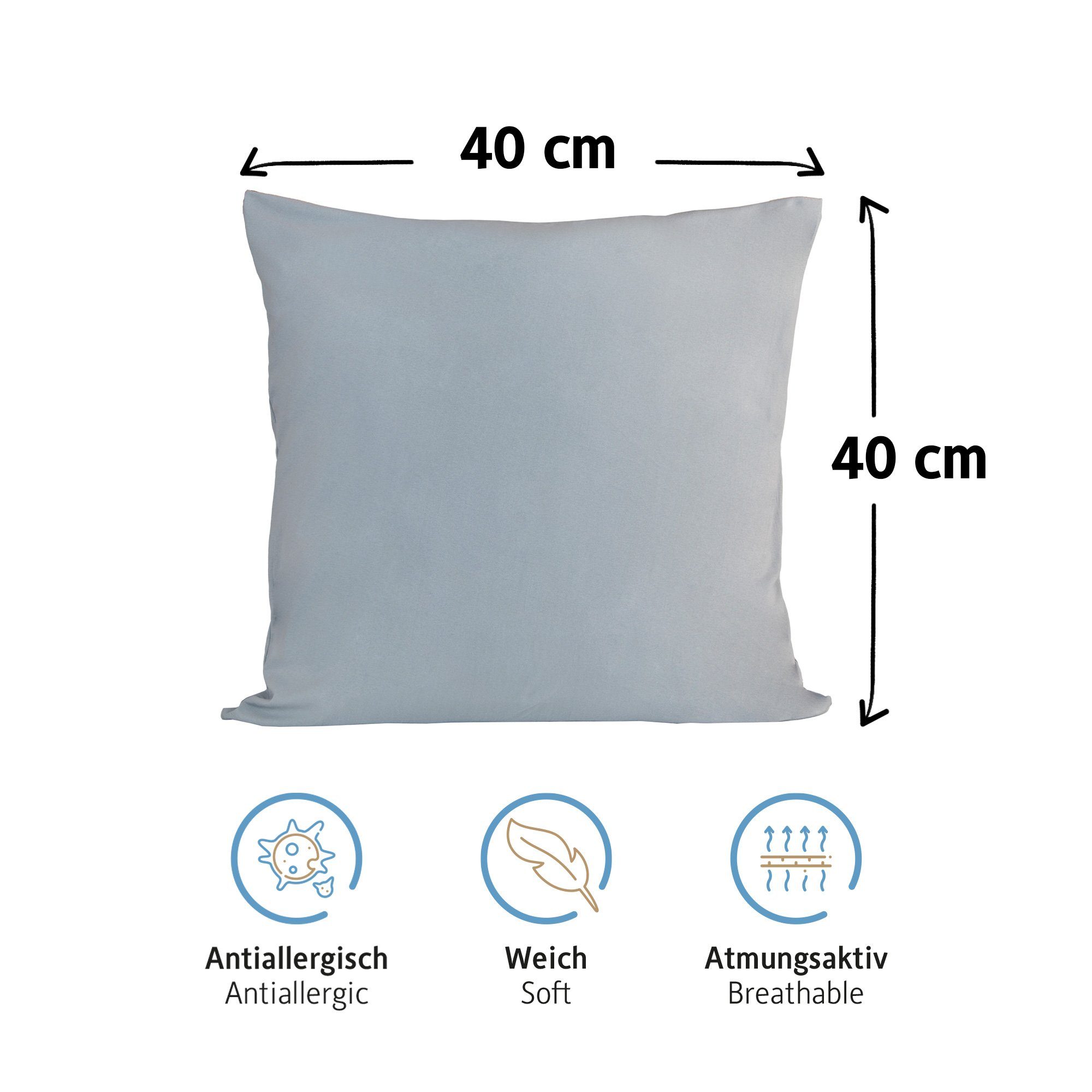 Komfortec Kissenbezug 100% Baumwolle, 150 g/m², (2 Stück), 40 x 40 cm, Kissenhülle, Superweicher Premium Jersey Kopfkissenbezug