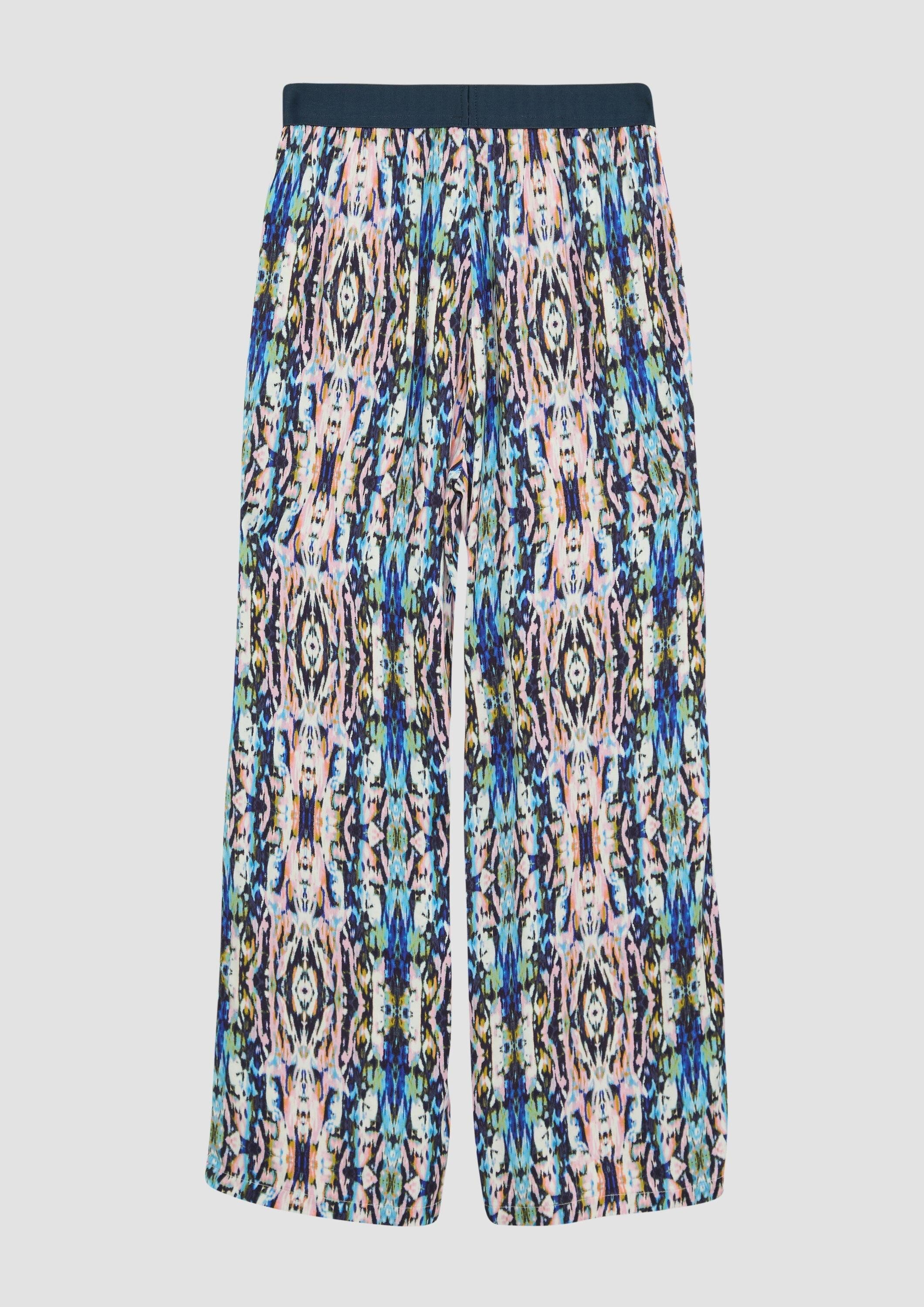s.Oliver Chinos Hose Gemusterte Wide-Leg-Hose aus satinierter Viskose