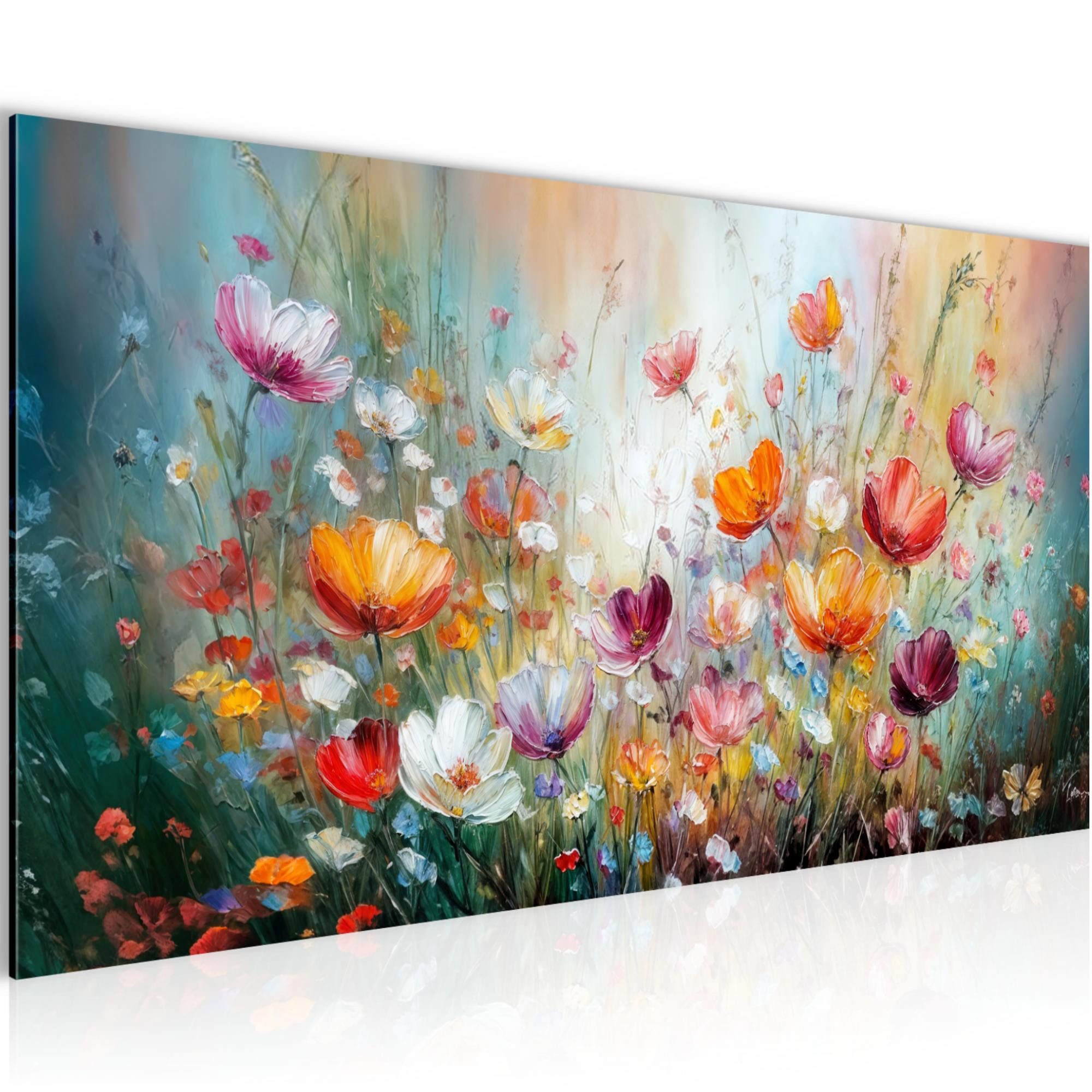 Runa Art Wandbild Blumen 100 x40 cm Bild Vlies Wohnzimmer Schlafzimmer Deko, Blumen