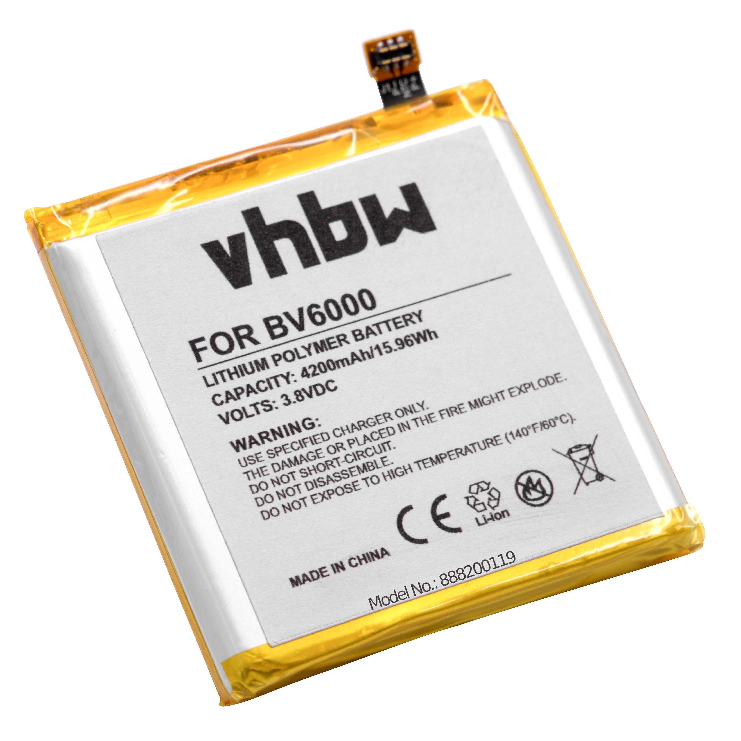 vhbw kompatibel mit Blackview BV6000S, (3,8 mAh V) Li-Polymer 4200 Smartphone-Akku BV6000