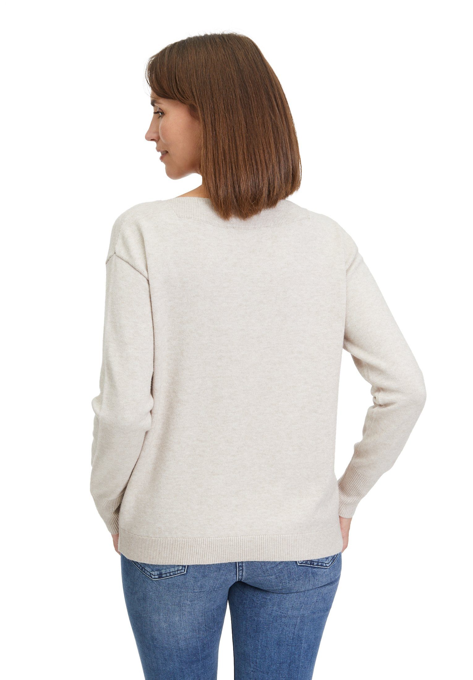 Barclay Strickpullover langarm Beige Glitzersteine (1-tlg) Betty