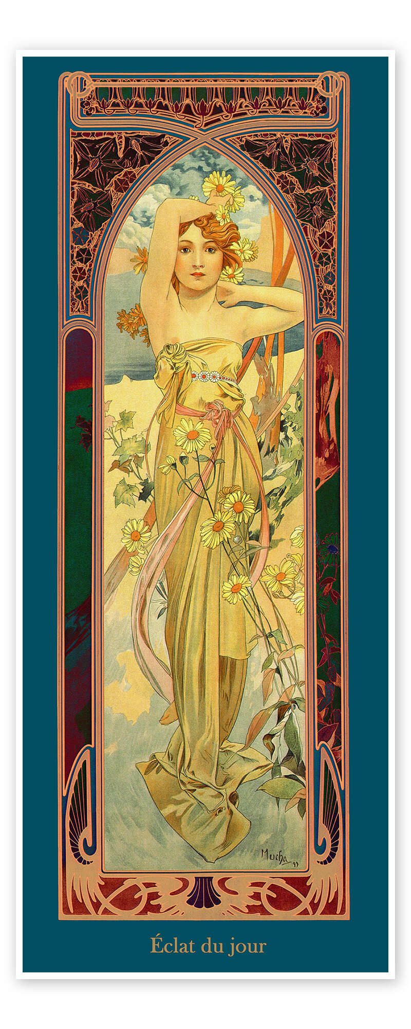 Posterlounge Wandbild Die Vier Tageszeiten - Tagesschein (clat du jour), Alfons Mucha, erhältlich als Poster, Leinwandbild, Wandsticker oder Acrylglasbild