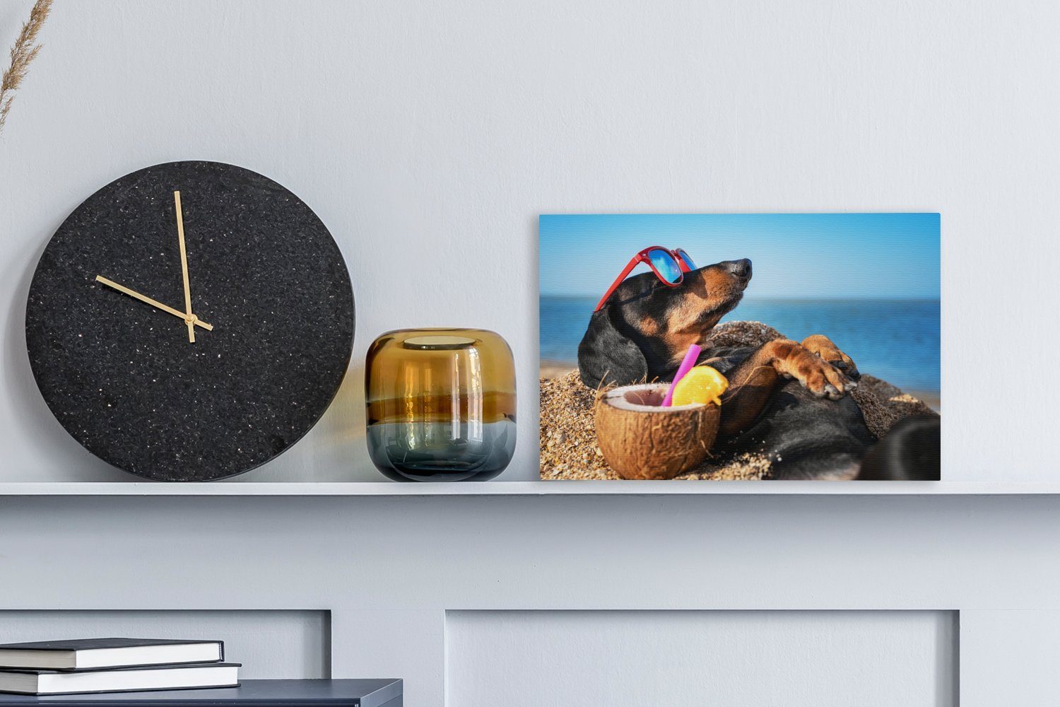 OneMillionCanvasses® Leinwandbild Hund - Sonnenbrille - günstig online kaufen