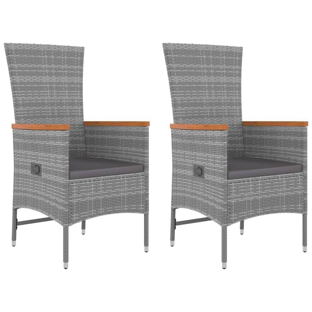 vidaXL Gartenlounge-Set 3-tlg. Garten-Lounge-Set Grau Poly Rattan & Massivholz, (3-tlg)