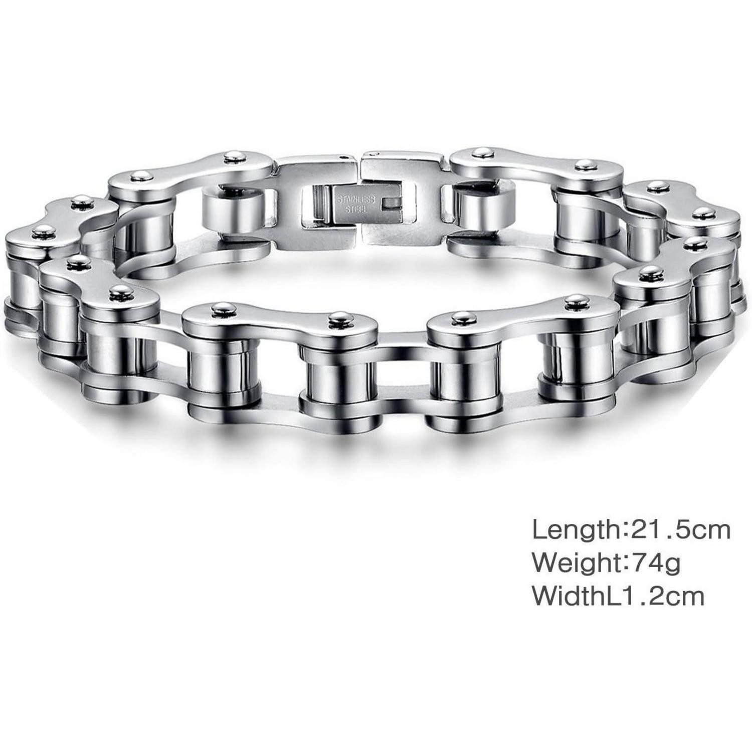 LuxusKollektion Gliederarmband Armband Herren Edelstahl Fahrradkette Biker silber 21.5 Zentimeter