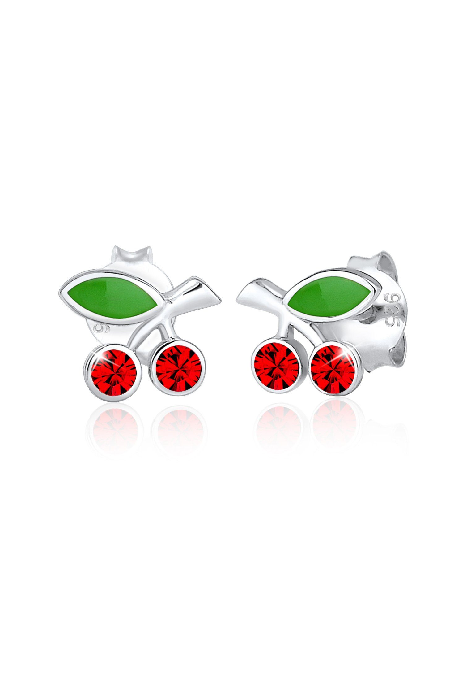 Elli Paar Ohrstecker Kinder Kirschen 925 Sterling Silber, mit Kristallen von Swarovski®, Früchte