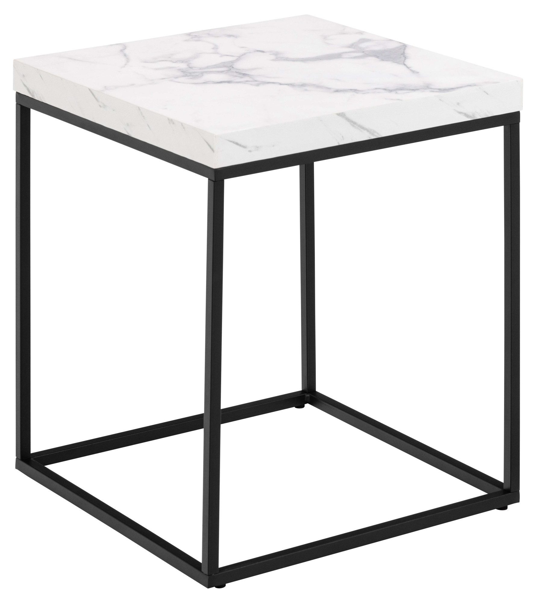 ACTONA GROUP Couchtisch Barossa Wohnzimmertisch, Beistelltisch, Quadratisch, Sofatisch, Steinoptik, schwarze Stahlbeine, in weiteren Variationen, B: 40 cm
