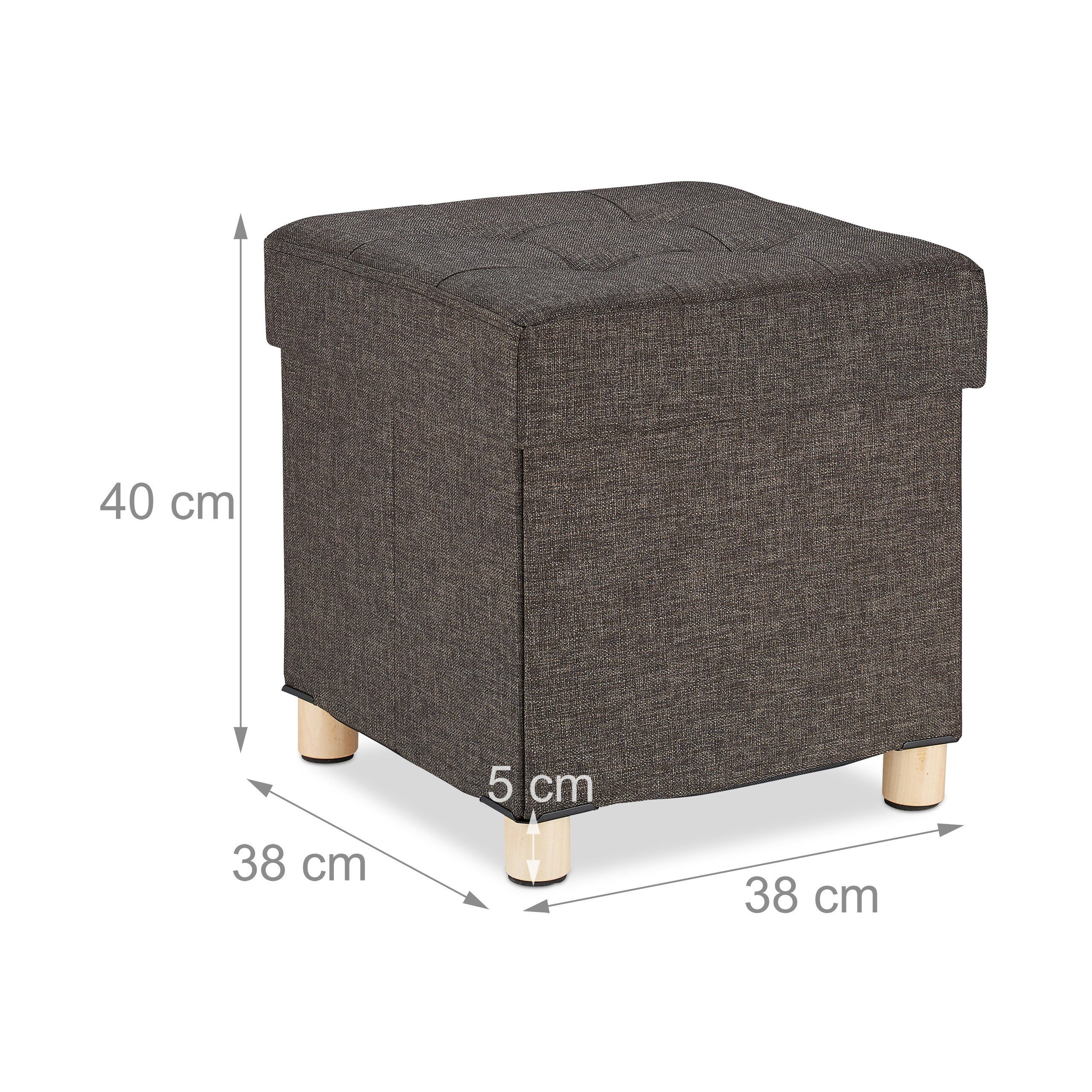 relaxdays Sitzhocker mit Stauraum, braun