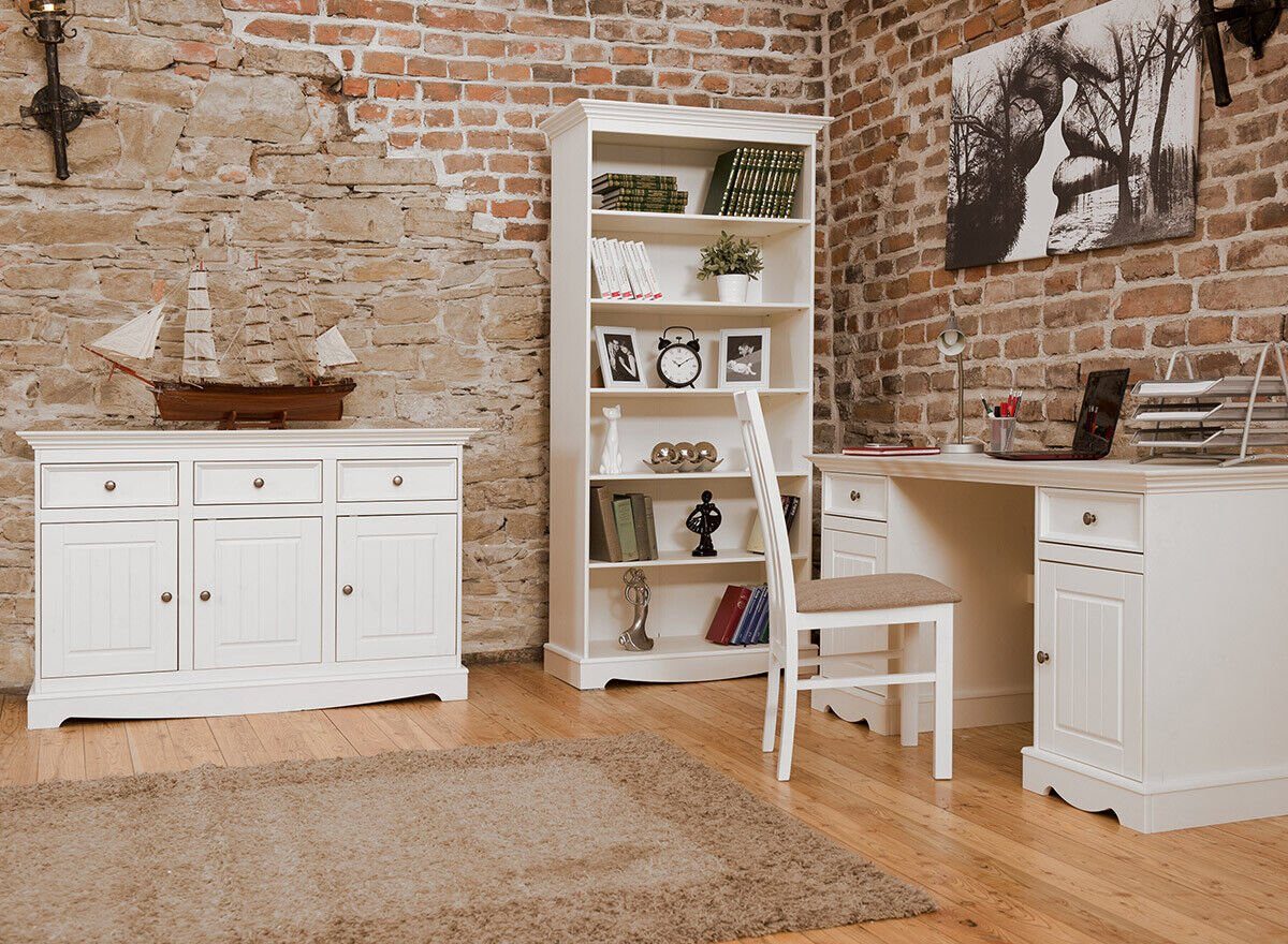 JVmoebel Schreibtisch Landhausstil Schreibtisch aus Echtholz für Arbeitszimmer (2-St., Schreibtisch), Made in Europa