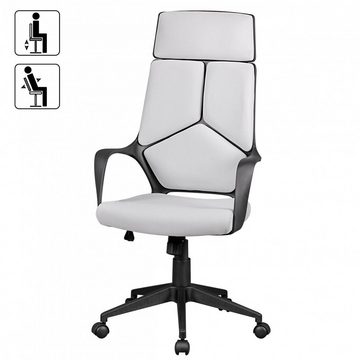 Amstyle Chefsessel SPM1.332 (Hellgrau Stoff, Drehstuhl mit Kopfstütze Modern), Bürostuhl mit Armlehne, Schreibtischstuhl Drehbar