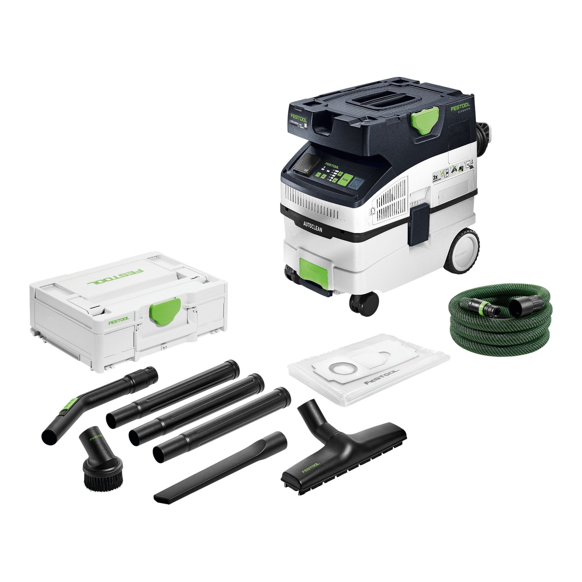 FESTOOL Staubabsauger CTH MIDI I AC CLEANTEC 1200 W 15 l Staubklasse H + Reinigungsset