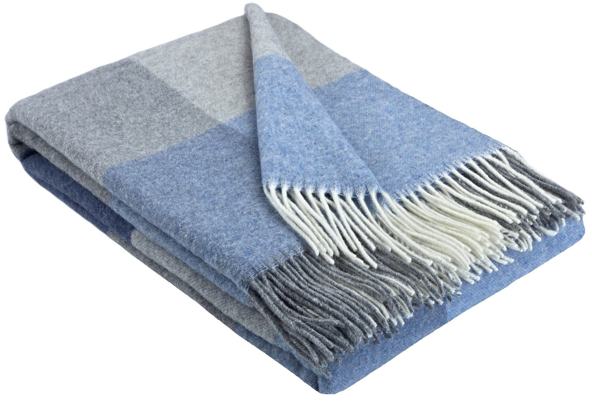 Wolldecke "FARO Karo" Merinowolle-Kaschmir-Mix, 140 x 200 cm, STTS