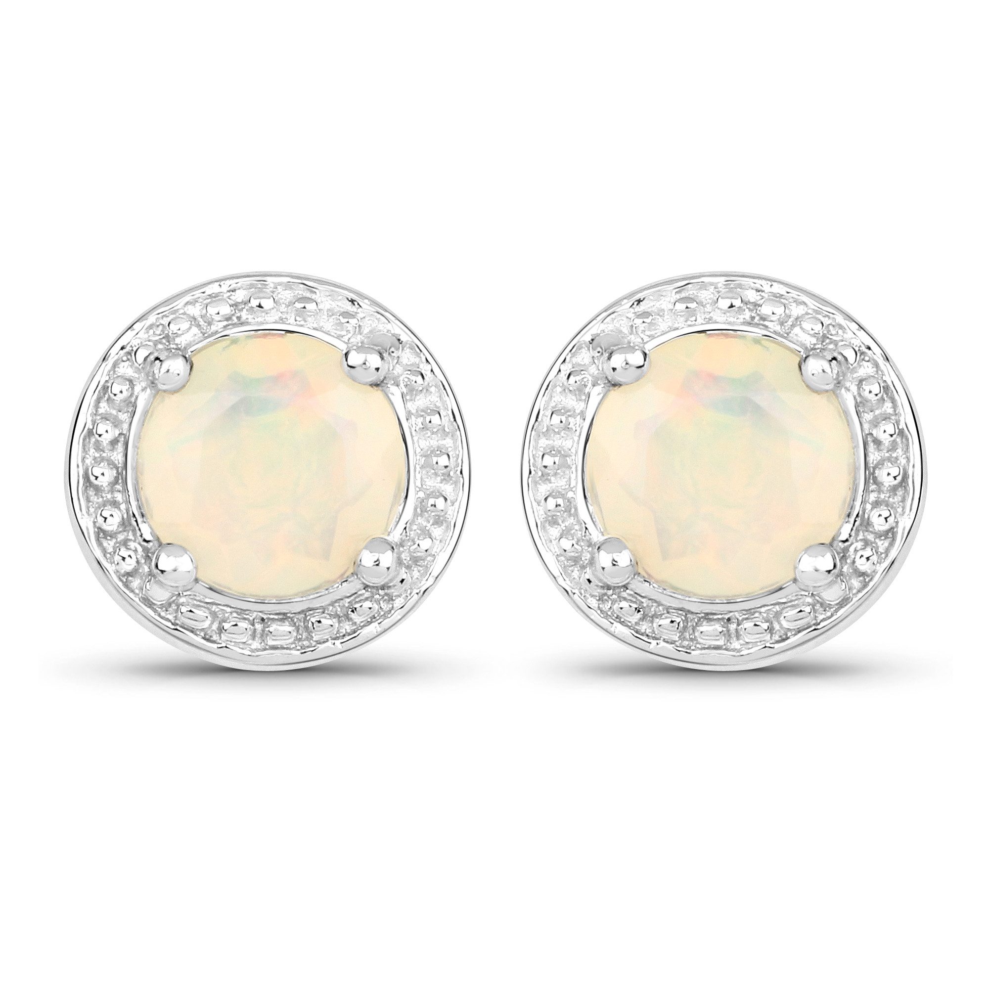 Vira Jewels Paar Ohrstecker Silber 925 rhodiniert mit echtem Opal 5mm
