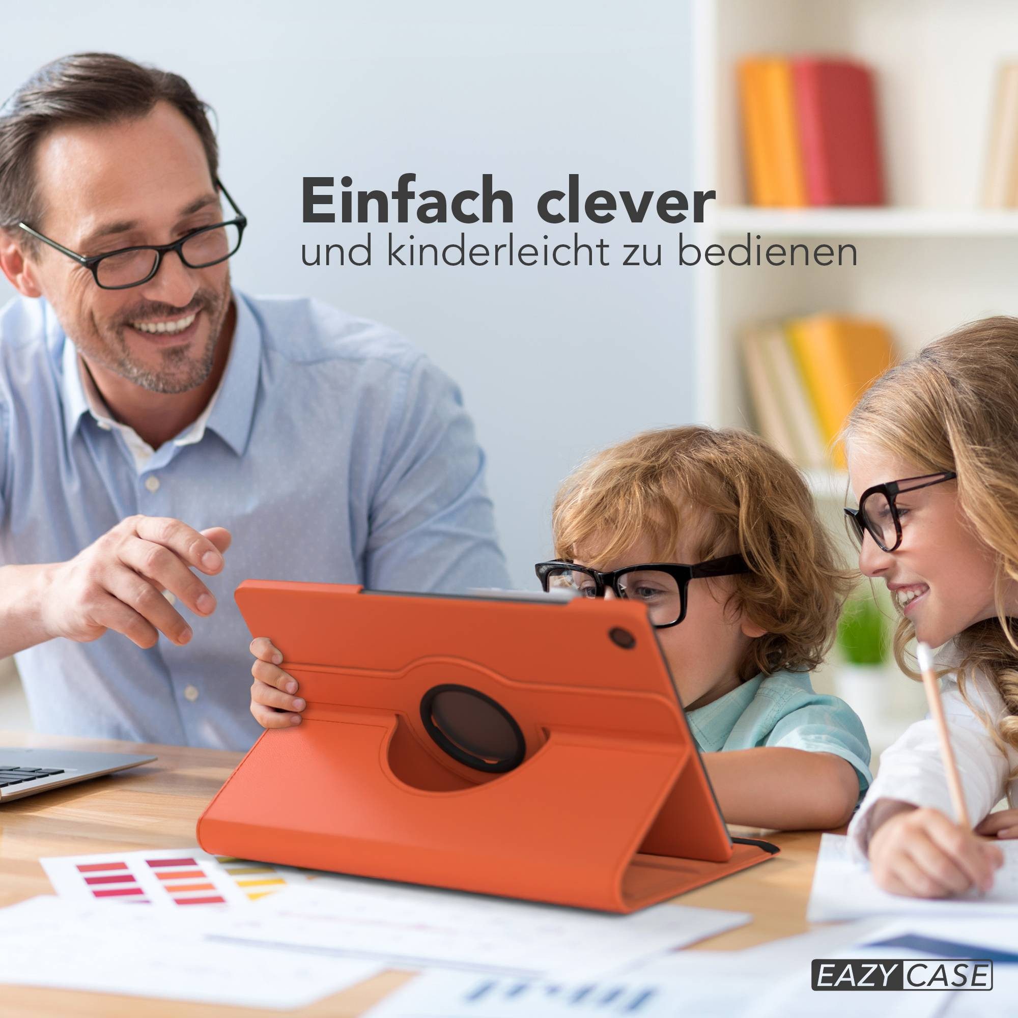 EAZY CASE Tablet-Hülle Rotationcase für Samsung Galaxy Tab A11 Plus 11 Zoll, Tabletschutz robust magnetisch verstellbar Klappetui mit Deckel Orange – Bild 3 von 5