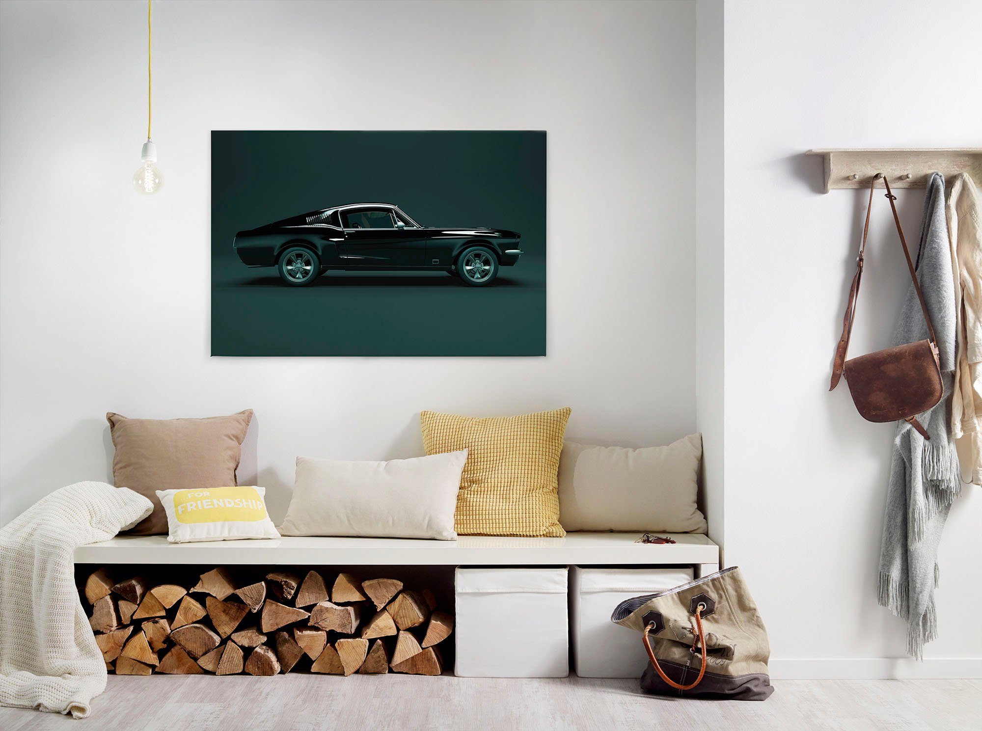 A.S. Création Leinwandbild mustang, Auto, Kinder, Kunst (1 St), Keilrahmen Bild Oldtimer Auto Leinwand-Bild Wohnzimmer modern Wandbild