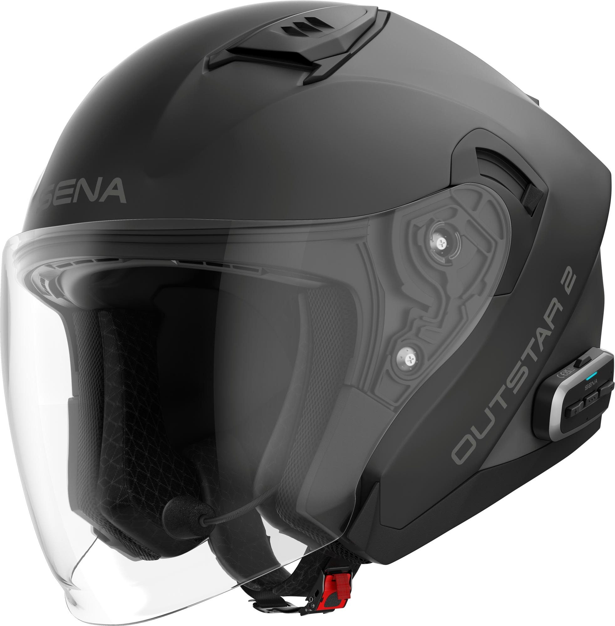Sena Motorradhelm Outstar 2 Jethelm, integriertes Kommunikationssystem,vorbereitet für Pinlockscheibe