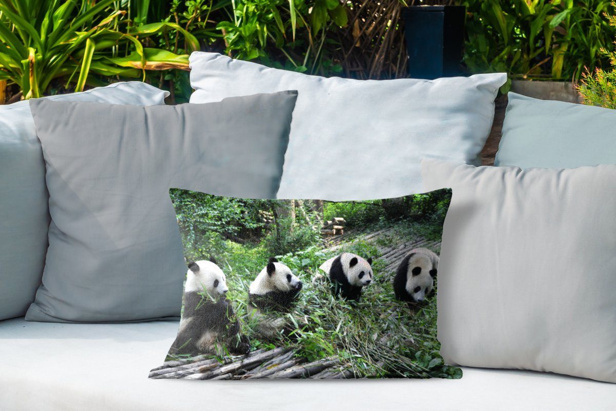 Kissenhülle Bambus, MuchoWow Dekokissen Natur - Polyester, - Panda Dekokissenbezug, Outdoor-Dekorationskissen,