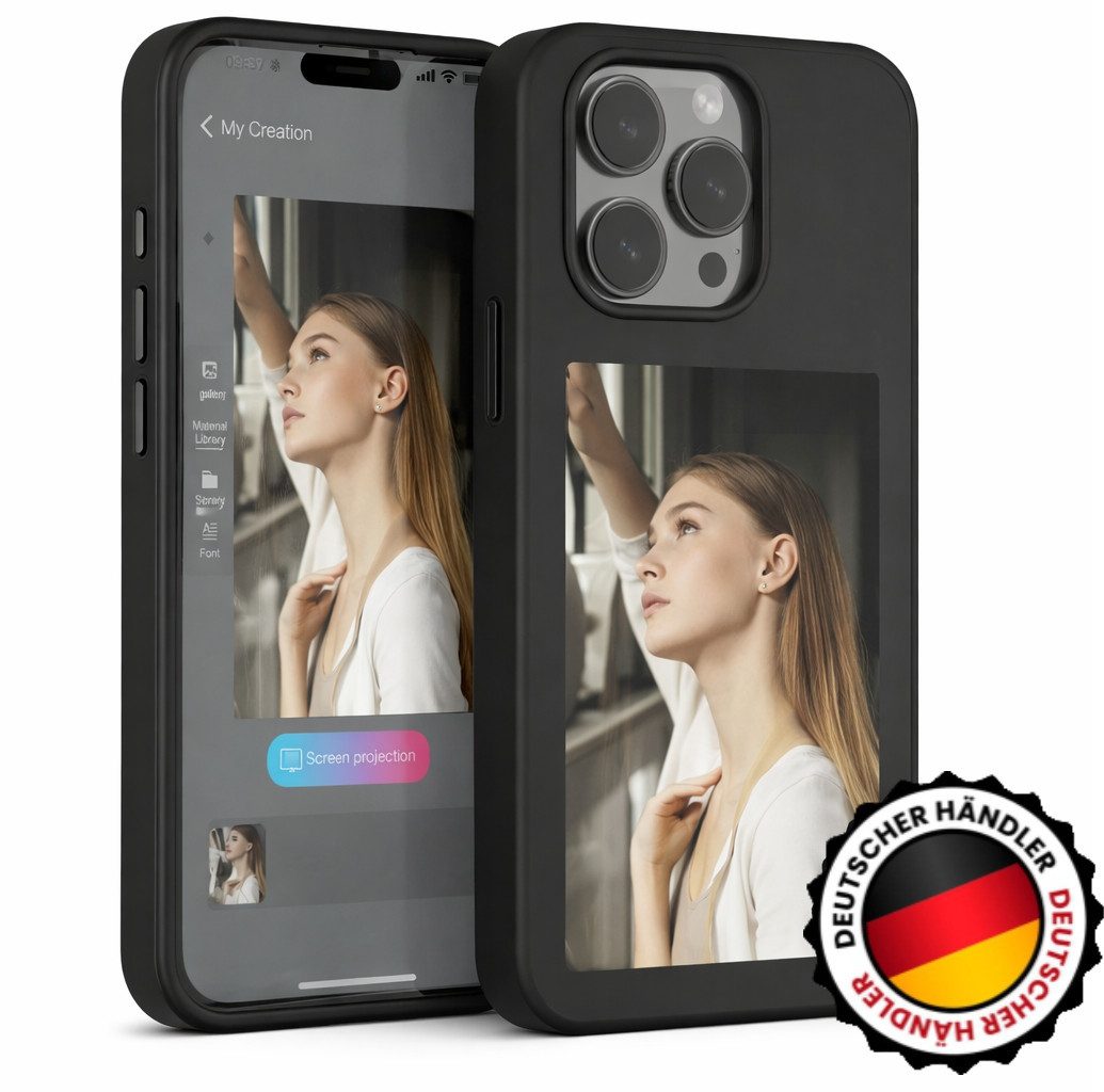 Mycotech Handyhülle NFC E-Ink Hülle mit Display Case für iPhone Schwarz Grau Rosa