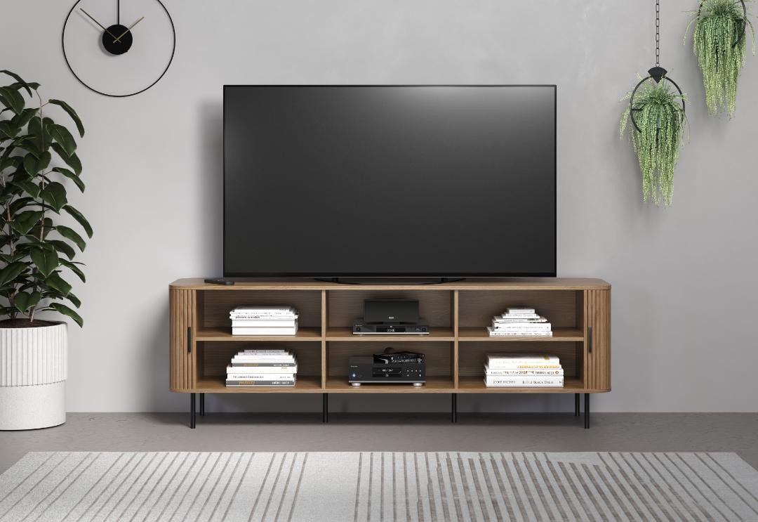 trendteam TV-Bank Ronin TV Tisch 2 Jalousietüren Eiche Dekor.