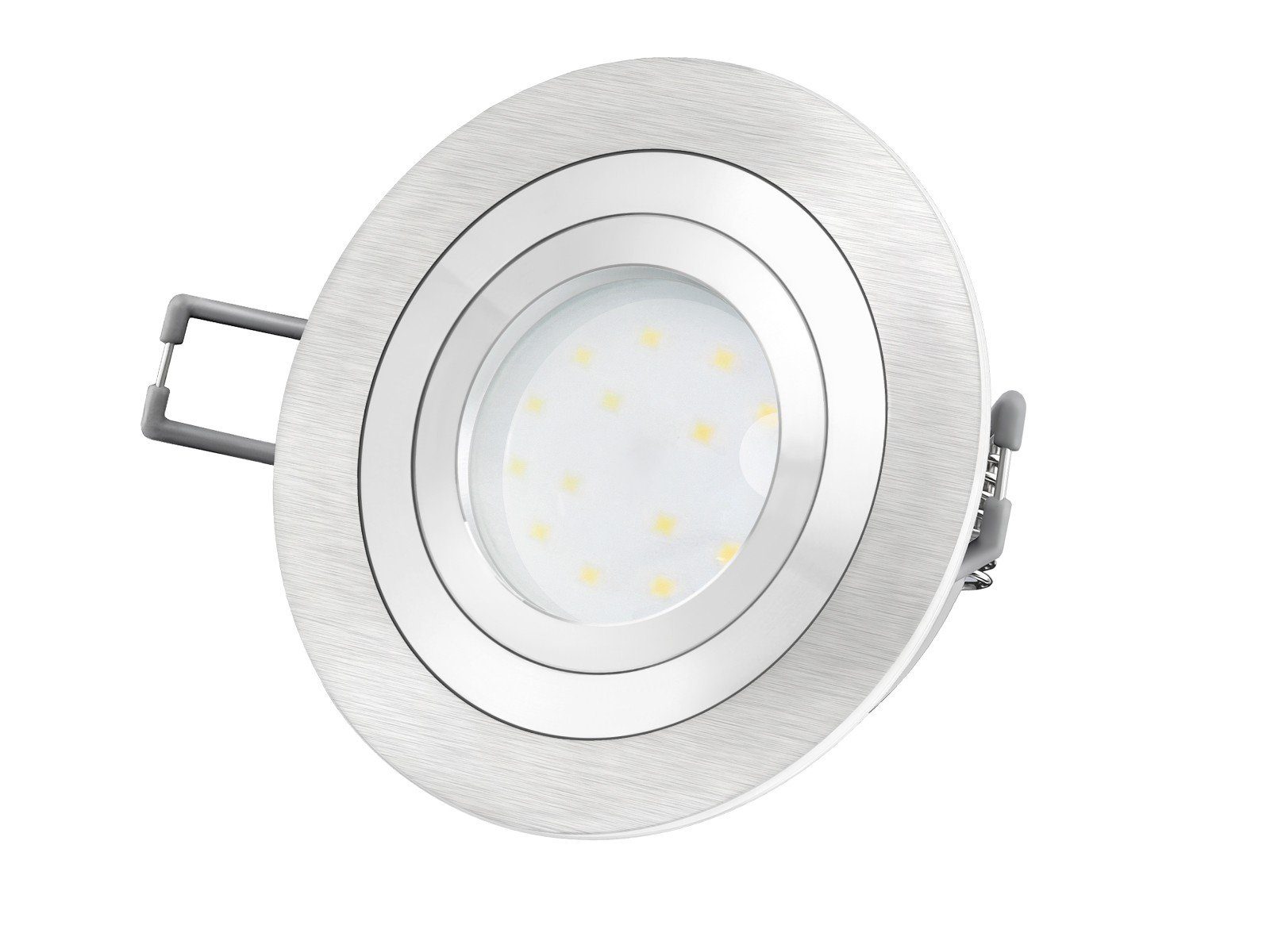 SSC-LUXon LED Einbaustrahler Aluminium LED-Einbauleuchte flach RF-2 Warmweiß mit LED-Modul 5W, rund 230V