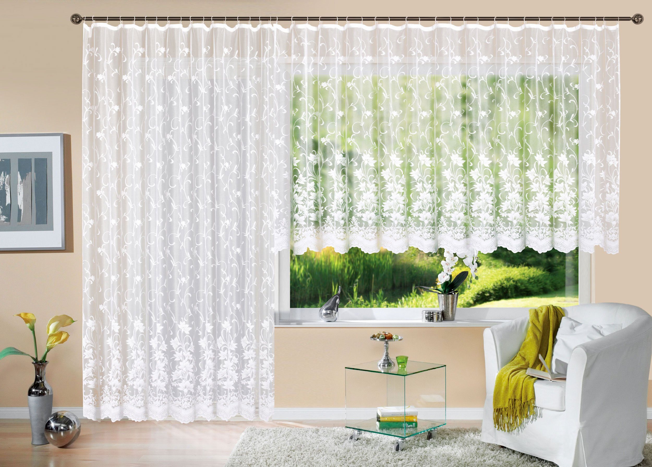 Gardinenbox Gardine (1 St), Kräuselband, transparent, Jacquard, Store Langs günstig online kaufen
