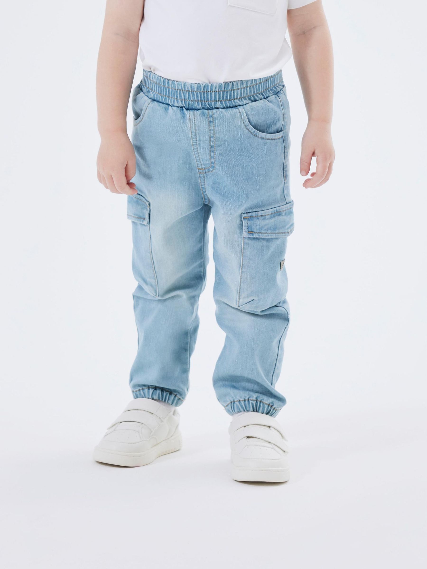 Name It Regular-fit-Jeans Baggy Cargo Jeans Stretch Denim Pants für Unisex Baumwolle Oversized fit unifarben elastisch Gummizug – Bild 2 von 5