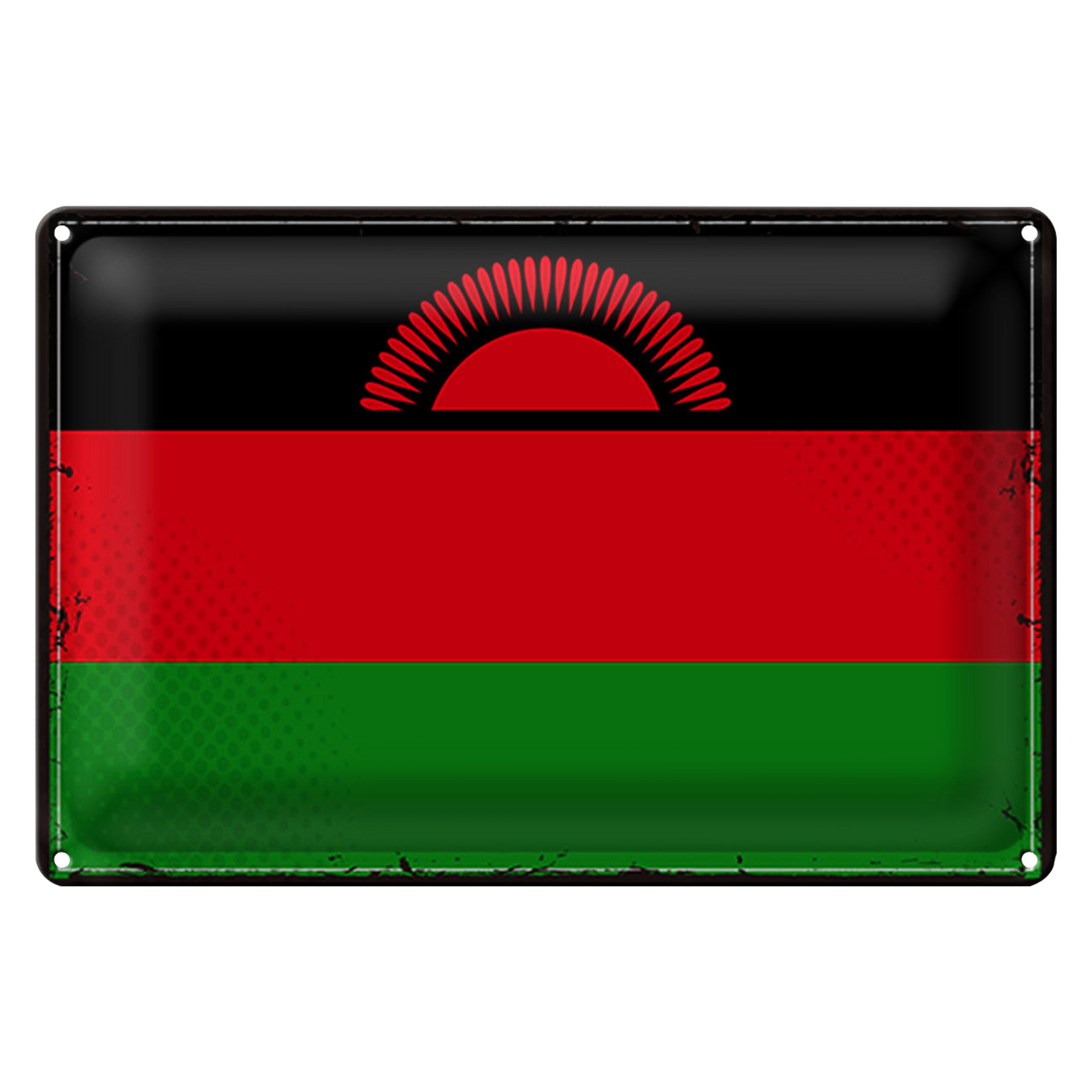 Roomando Metallschild Blechschild Flagge Malawi 30x20cm Retro Flag of Malawi