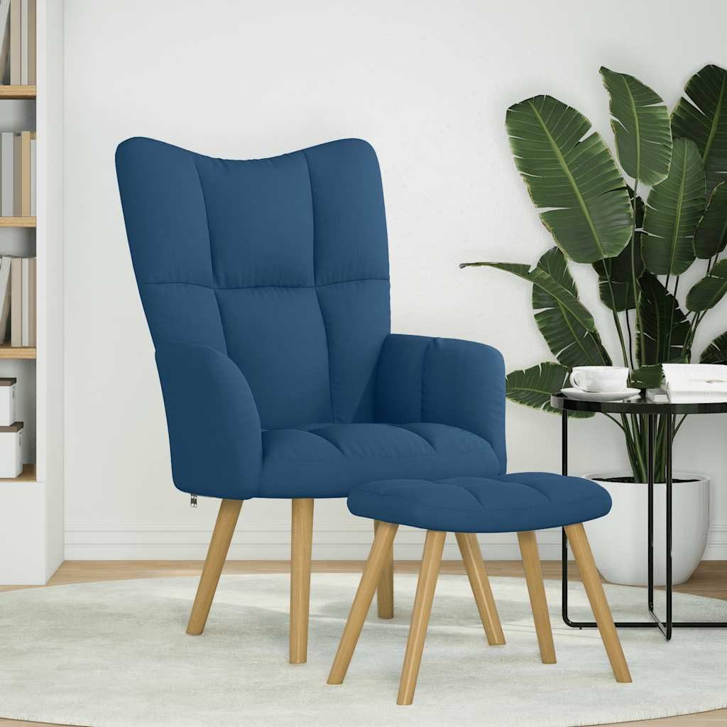 vidaXL Sessel Relaxsessel mit Hocker Blau günstig online kaufen
