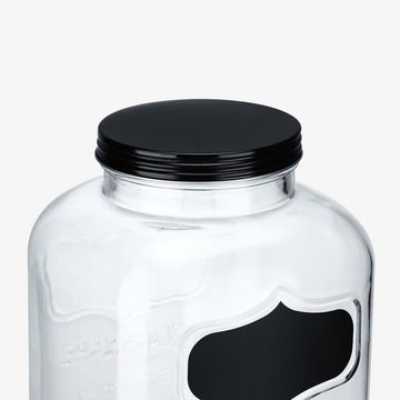Navaris Getränkespender Getränkespender 5 Liter aus Glas - Zapfhahn aus Edelstahl und Ständer