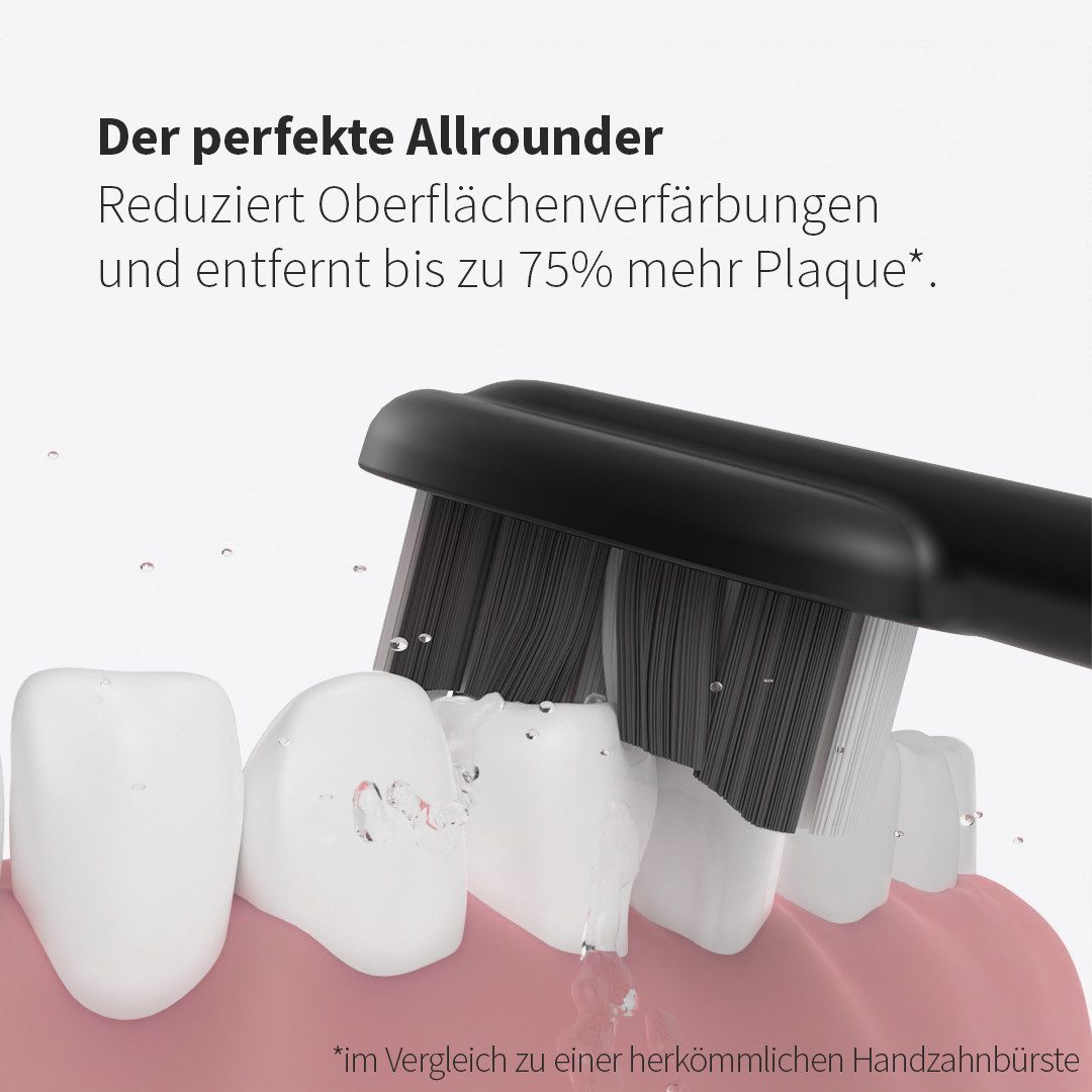Zahnheld Aufsteckbürsten Ersatzbürsten Basic Medium - ideal für Schallzahnbürste Gero, im 3er, 6er oder 9er Set, Zahnpflege Set, mittelharte Wechselköpfe, plastikfrei verpackt, 3 Stück, weiß