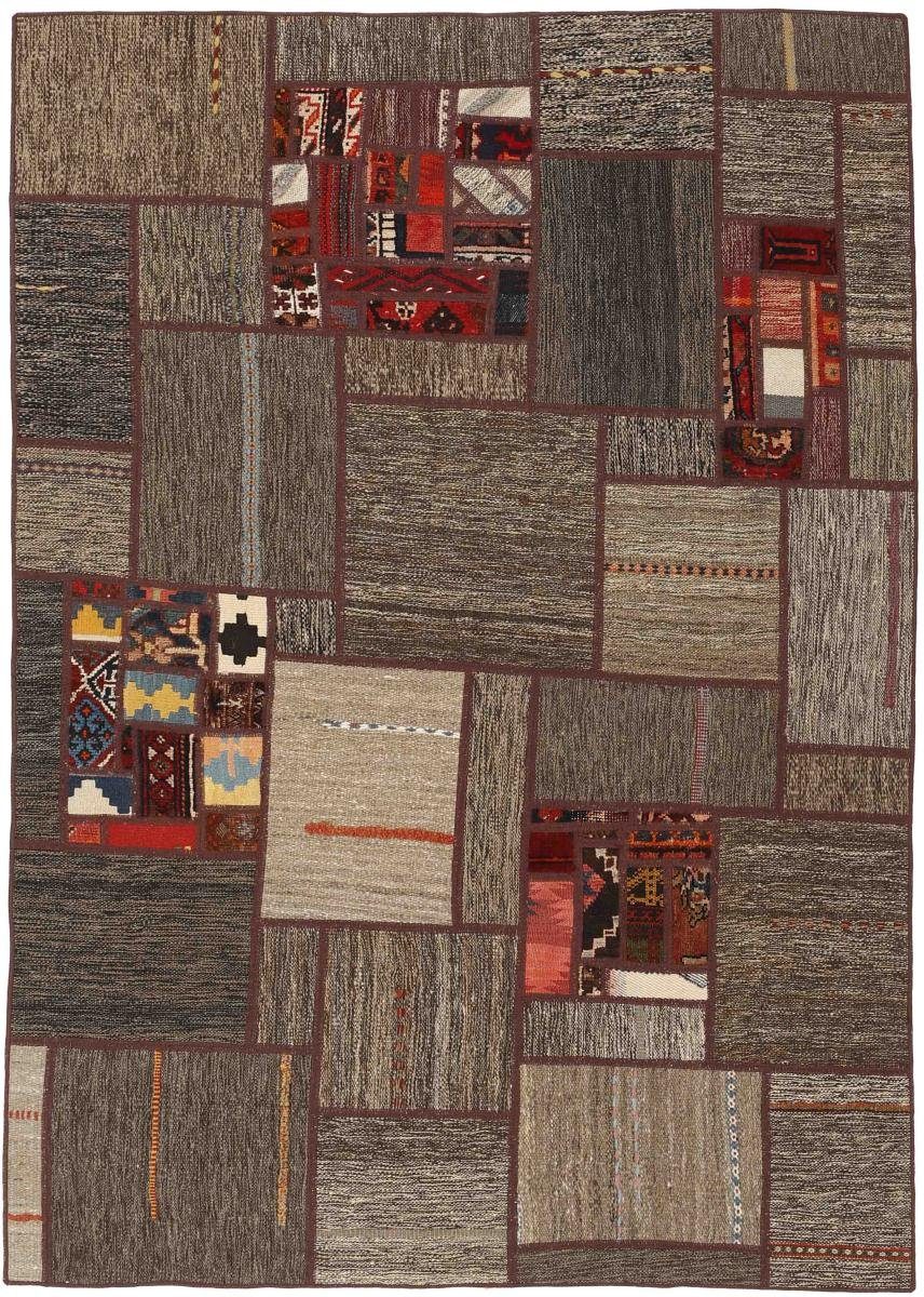 Orientteppich Kelim Patchwork 139x201 Handgewebter Orientteppich / Perserteppich, Nain Trading, rechteckig, Höhe: 4 mm