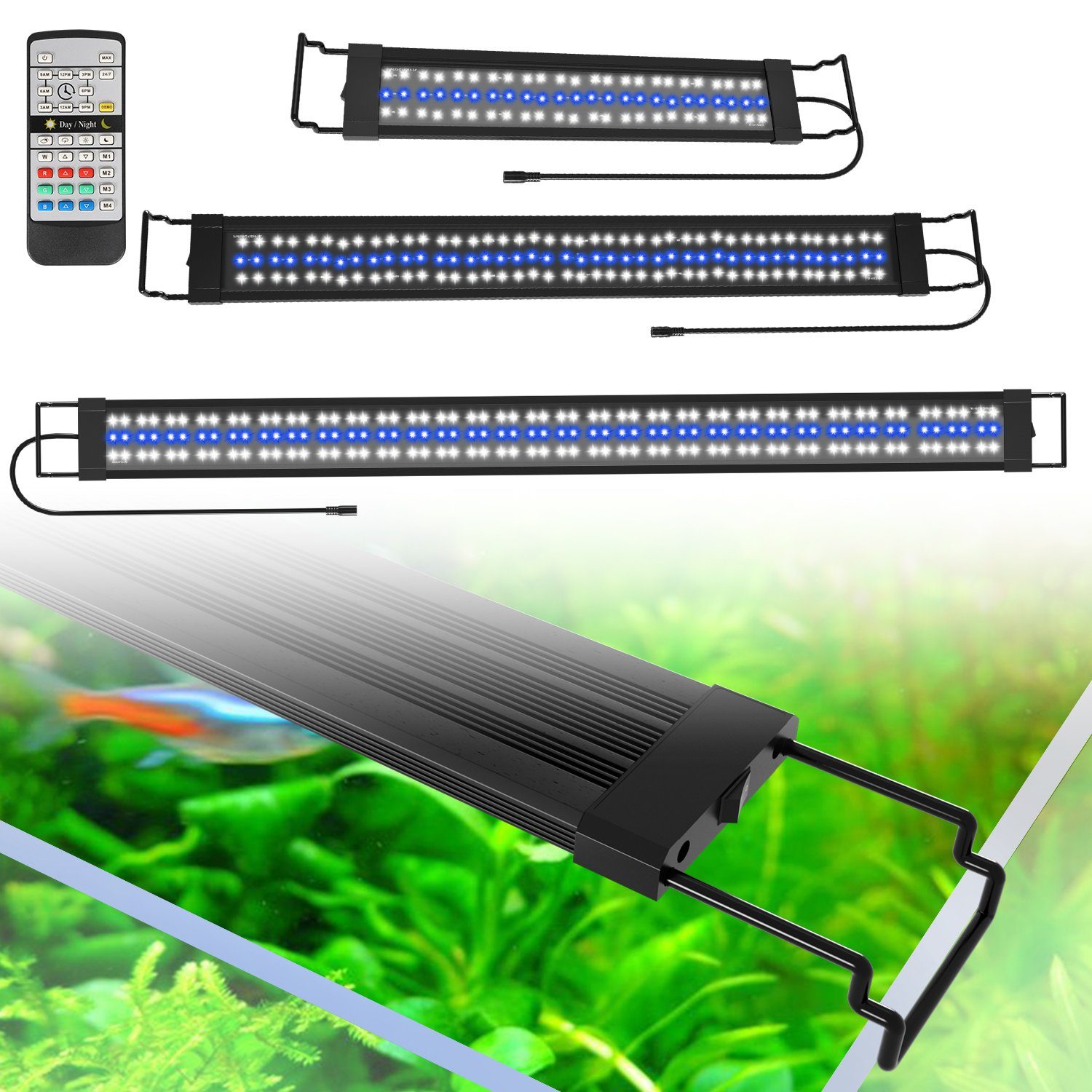 Randaco LED Aquariumleuchte LED Aquarien Beleuchtung Aquarium Lampe Fisch Tank mit Fernbedienung, RGB86.5 FITS 90-120CM TANk