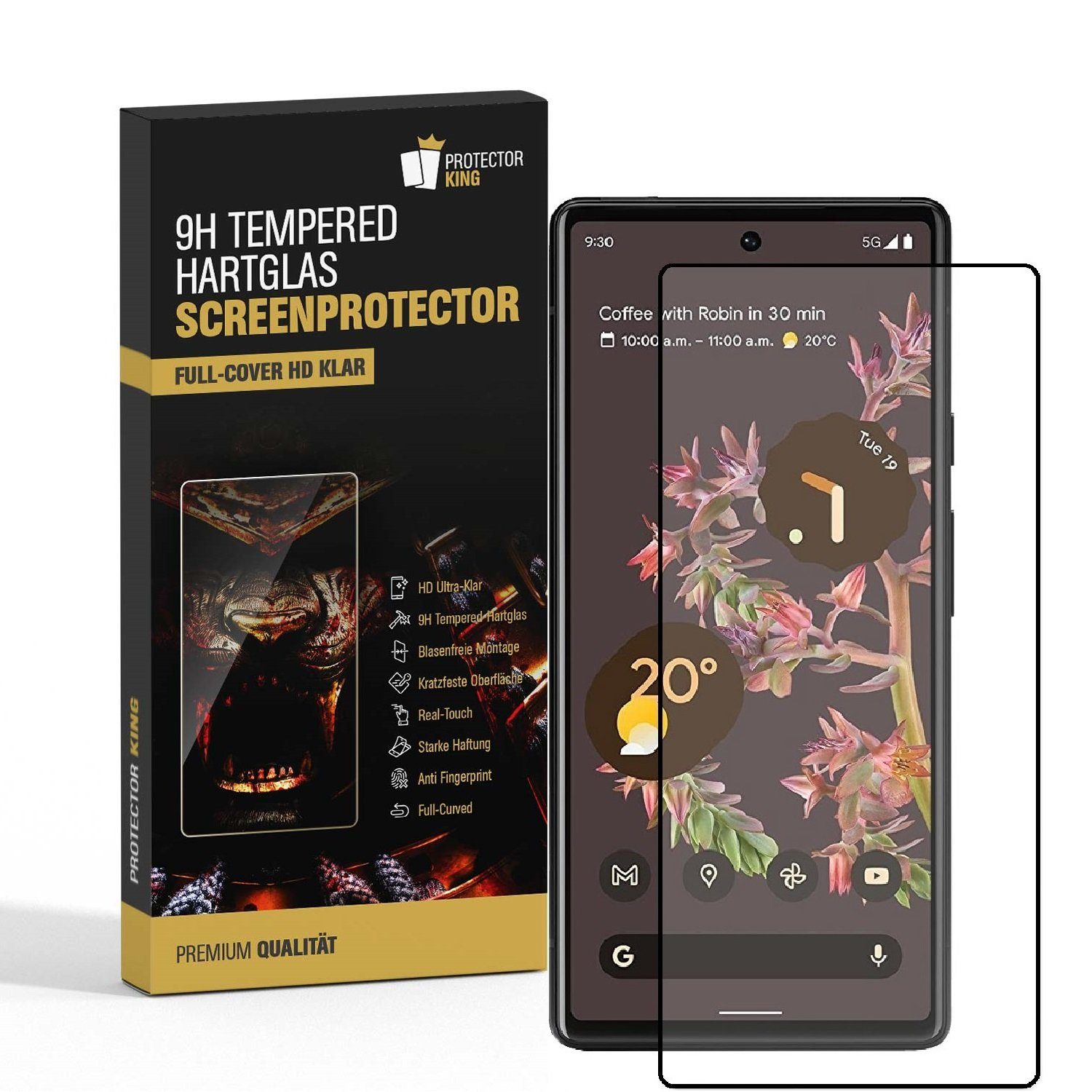 Protectorking Schutzfolie 2x 9H Panzerglas für Google Pixel 7a FULL COVER Displayschutz Schutzgl, (2-Stück), Displayschutzglas, Schutzglas Echtglas Tempered 9H Härte HD-KLAR