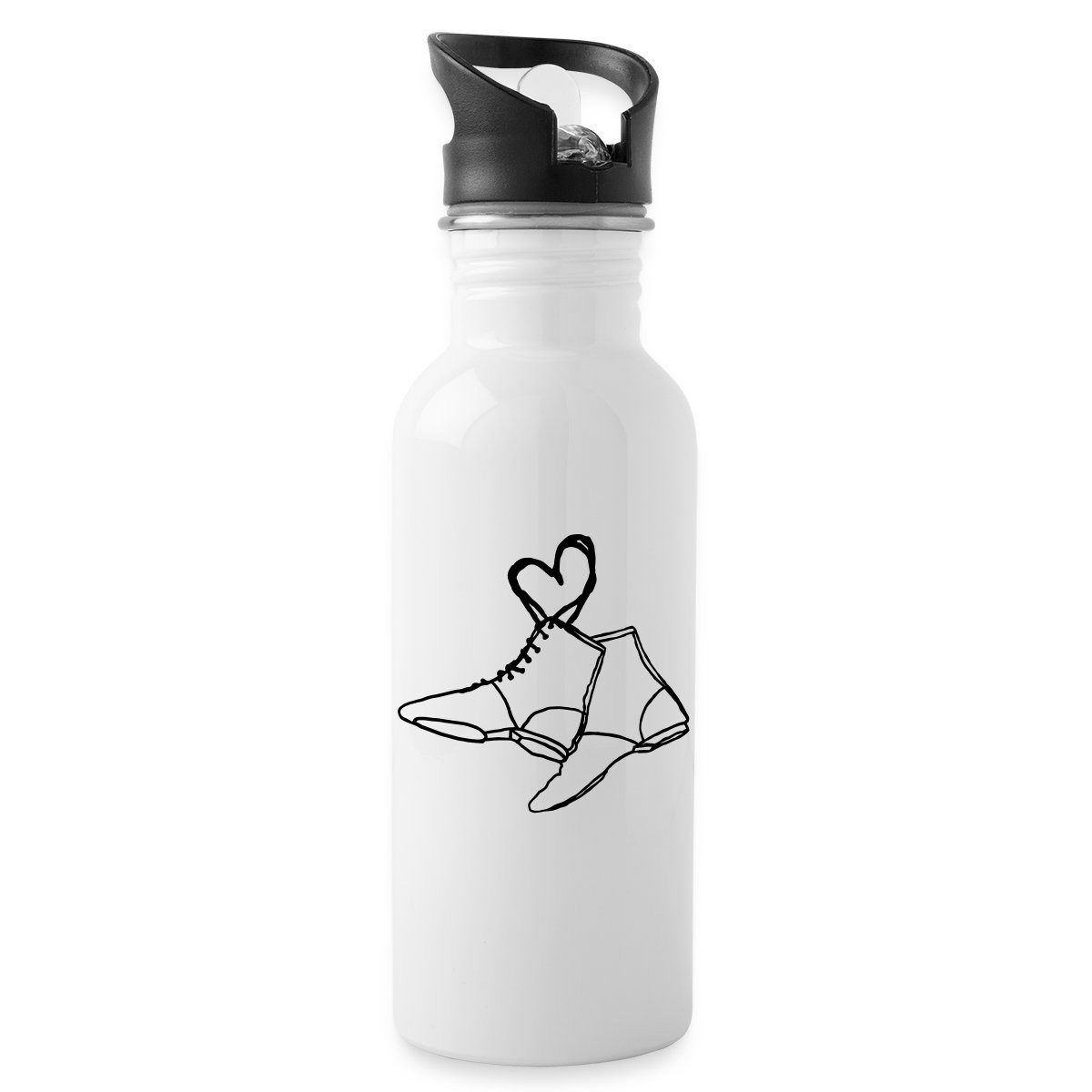 Spreadshirt Trinkflasche Tanzmariechen Gardestiefel Herz Gardetanz Wasserflasche mit Strohhalm