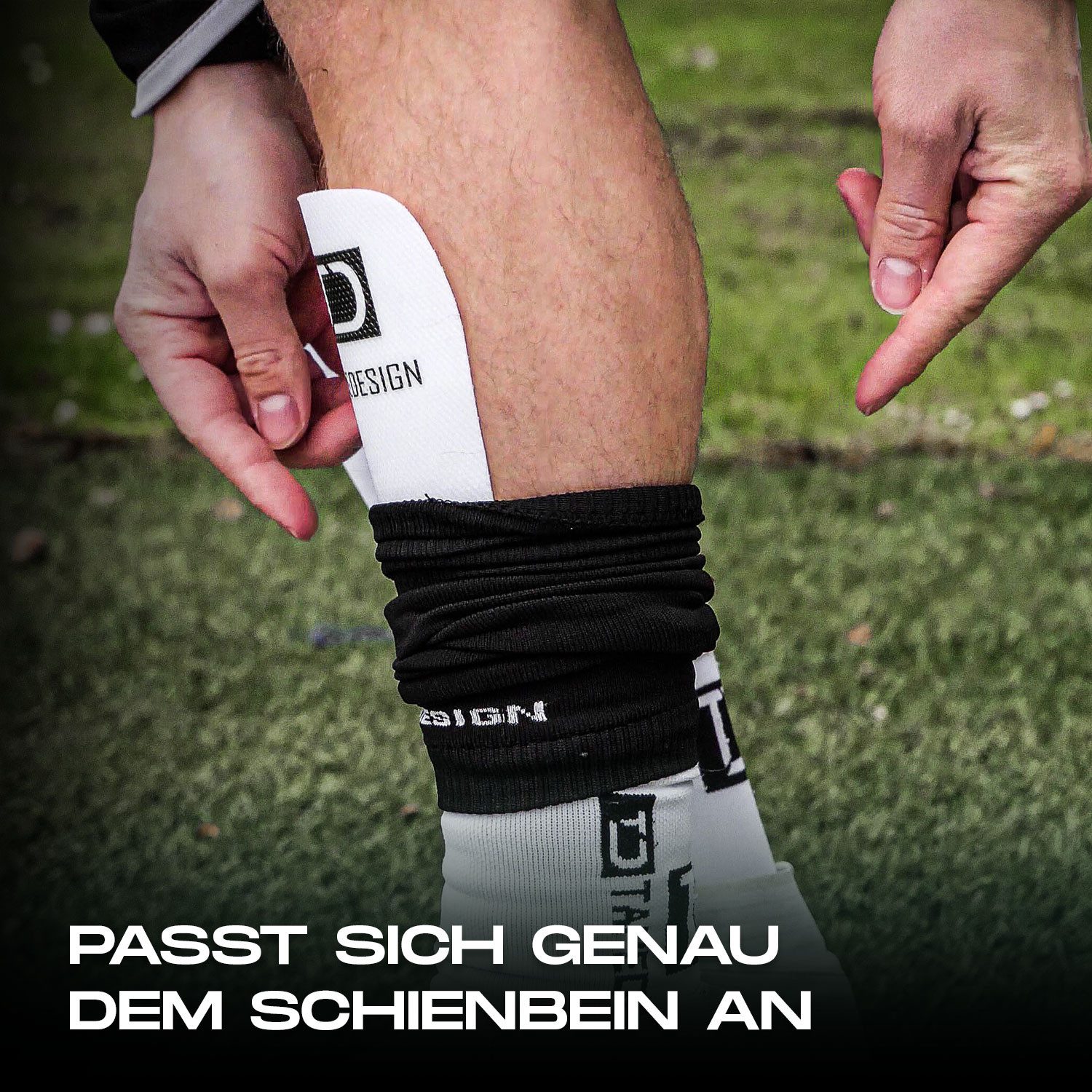 Tapedesign Fußball Schienbeinschoner Performance Shinguards 2.0 Shin Pads Herren, Damen & Kinder Weiß