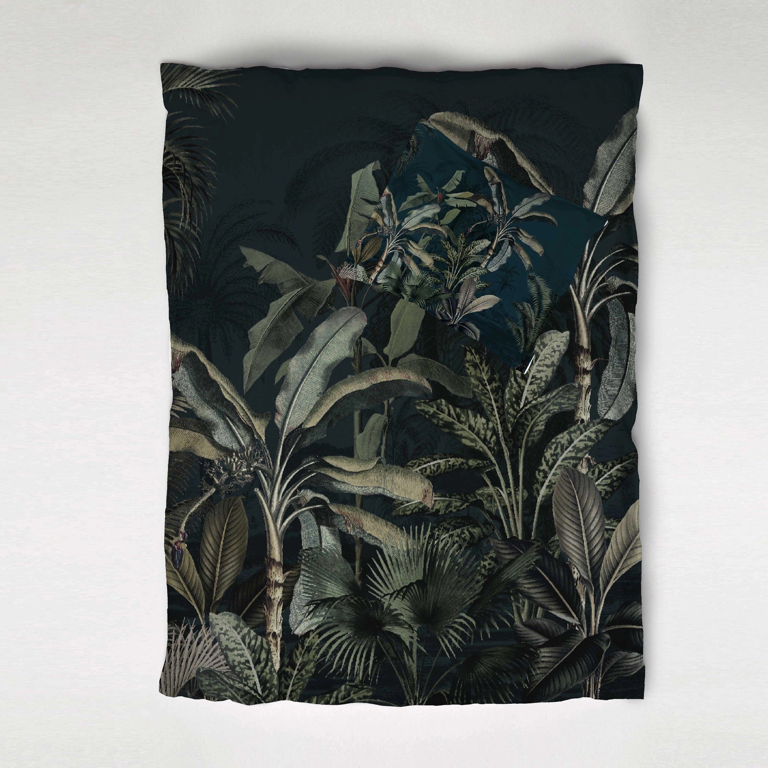 Bettwäsche Baumwoll-Satin Bettwäsche-Set Baumwolle Palmen grün Überlänge  220 cm, Cosy Home Ideas, Baumwolle, mit Hotelverschluss, inkl.  Kopfkissenbezug, in Farbe dunkelgrün