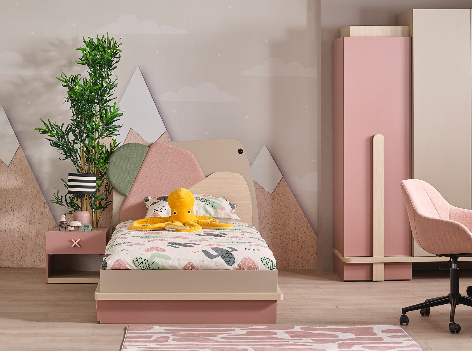 Möbel-Zeit Kinderbett NORDIC – Inkl. gepolstertem Kopfteil – In 2 Größen erhältlich