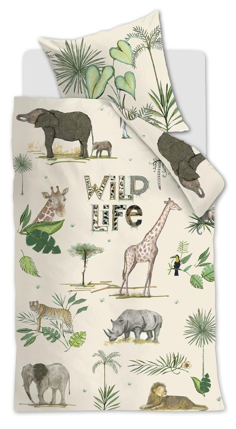 Beddinghouse x Hanneke de Jager Bettwäsche Wild Life_Sand_DE_UV_135x200 1 Bettbezug, 1 Kissenbezug 135 x 200 cm +, 2 teilig, Bettbezug Kopfkissenbezug Set kuschelig weich hochwertig