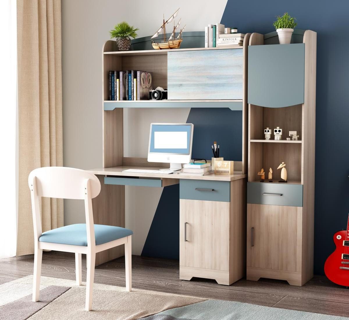 JVmoebel Kinderschreibtisch Klassische Schreibtisch Holz mit Schrank Jugendzimmer Möbel Sofort (1-St), Made in Europa