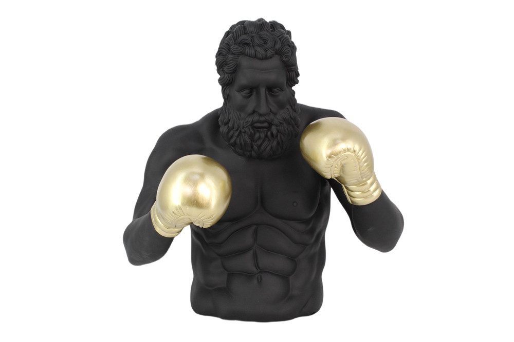riess-ambiente Dekofigur BOXER 50cm schwarz/gold - Skulptur, einzigartig, handgefertigt, urban (Einzelartikel, 1 St), Moderne Skulptur - ideal als dekorativer Akzent auf Sideboard & Regal