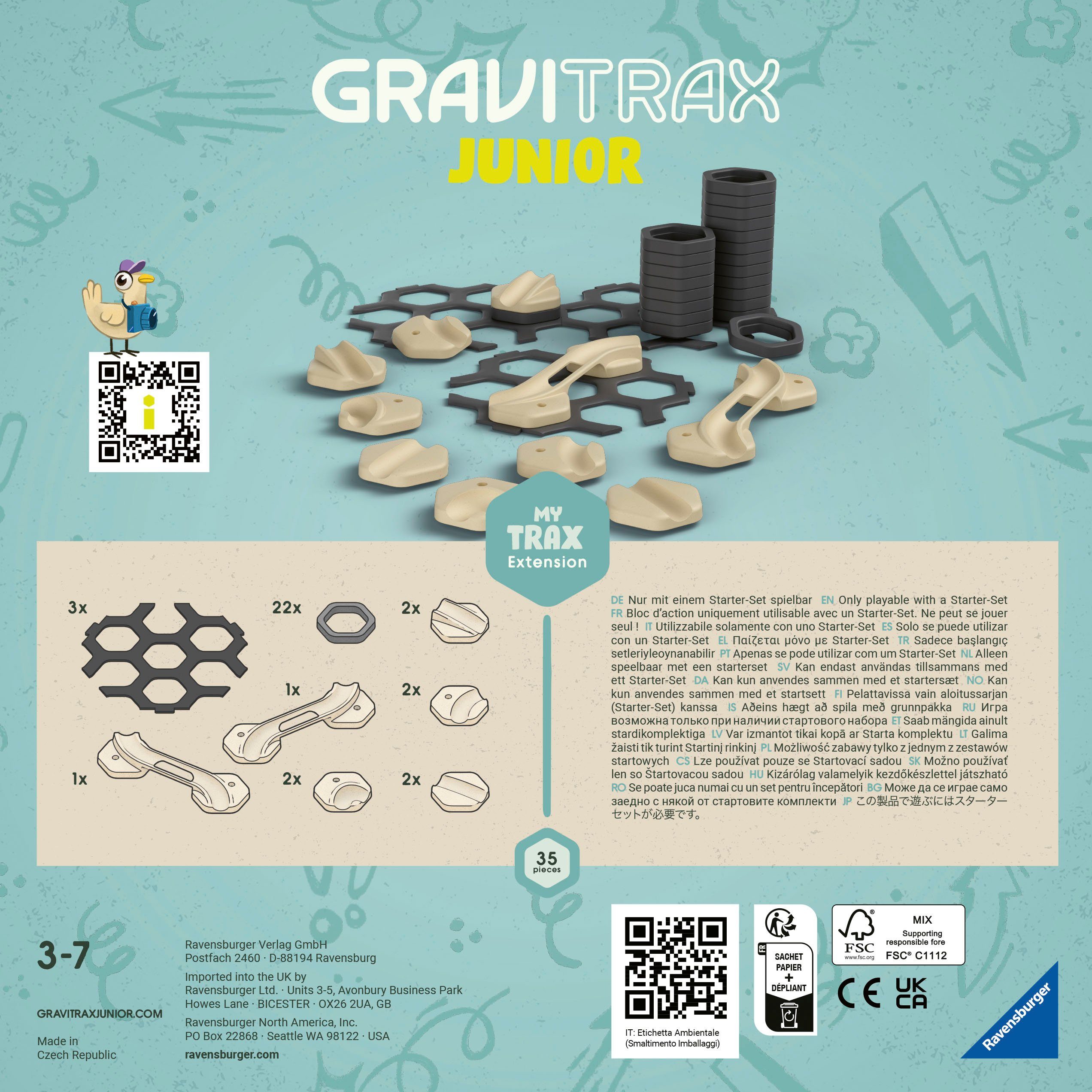 Ravensburger Kugelbahn-Bausatz GraviTrax Junior Extension Trax, Made in Europe
